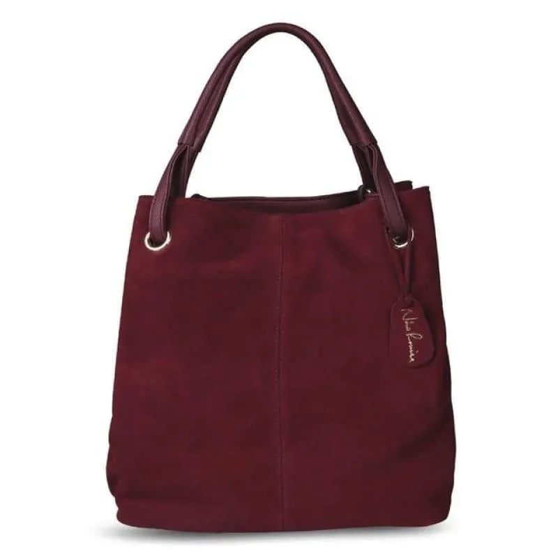 Real Split Suede Leather Leisure Large Top-handle Tote Handbag