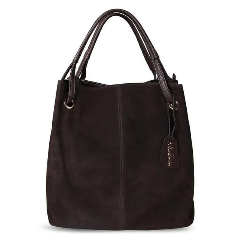 Real Split Suede Leather Leisure Large Top-handle Tote Handbag