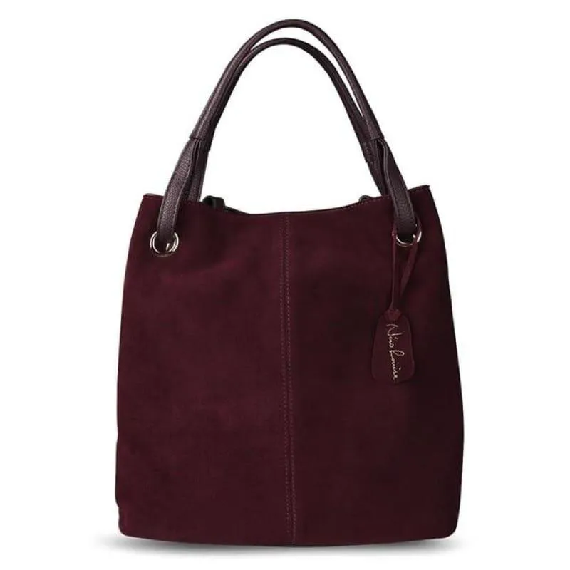 Real Split Suede Leather Leisure Large Top-handle Tote Handbag
