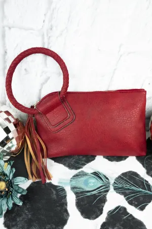 Red Faux Leather Bangle Clutch