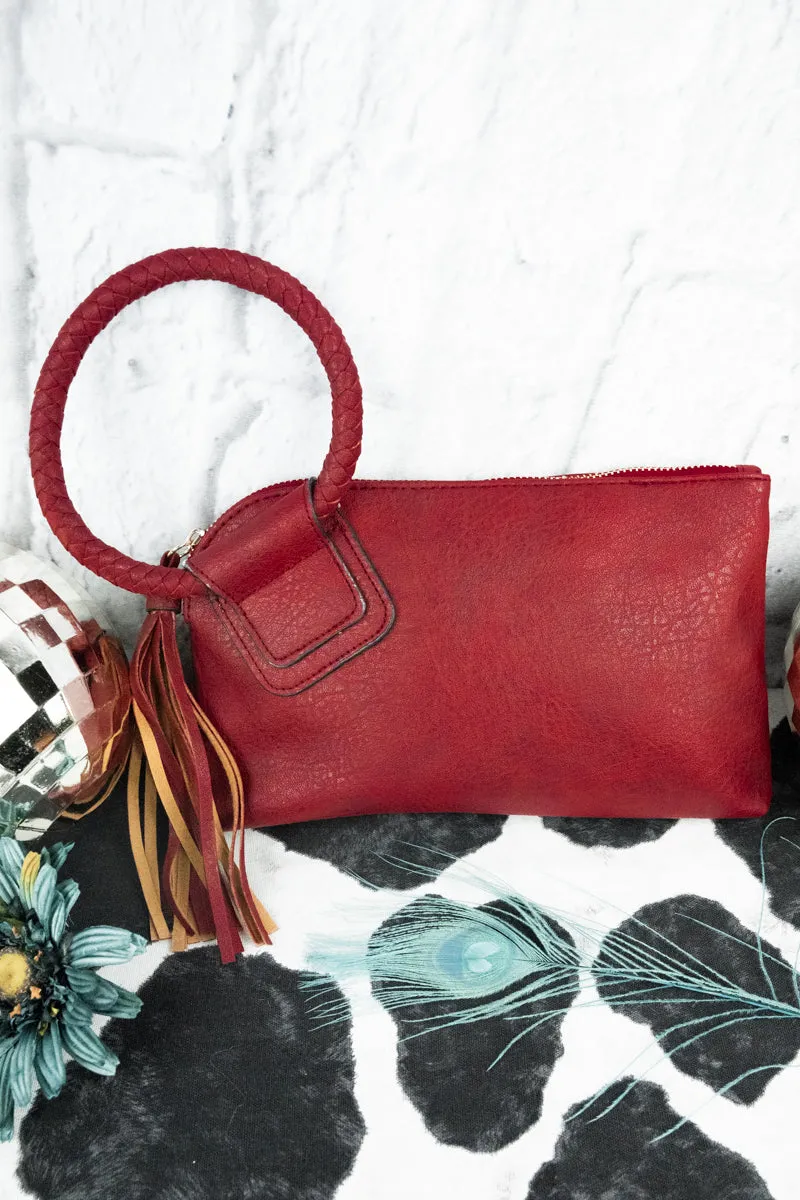 Red Faux Leather Bangle Clutch