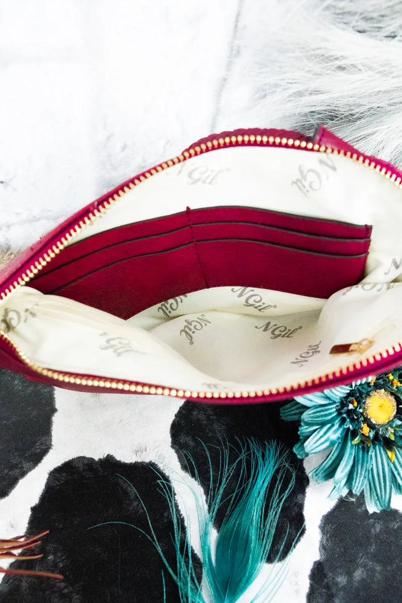 Red Faux Leather Bangle Clutch