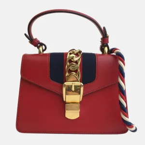 Red Leather Mini Sylvie Shoulder Bag