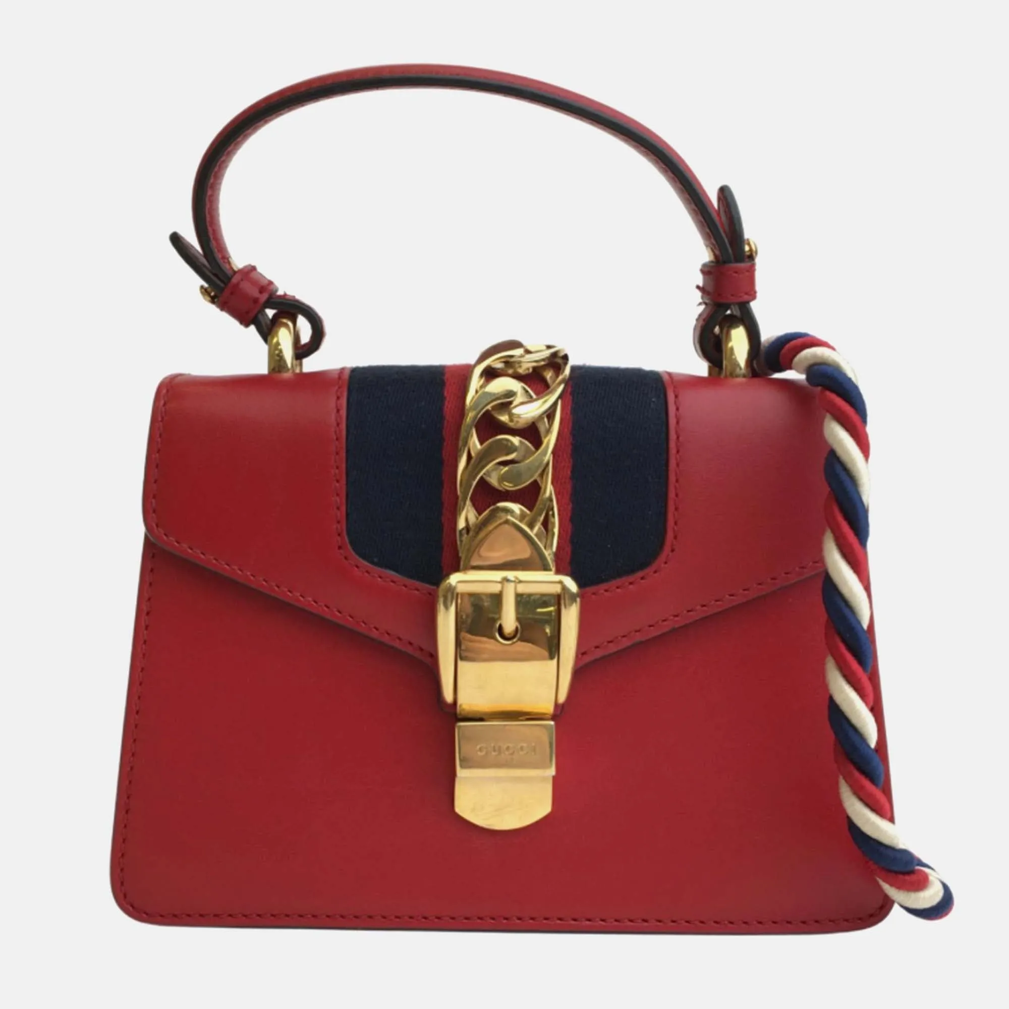 Red Leather Mini Sylvie Shoulder Bag