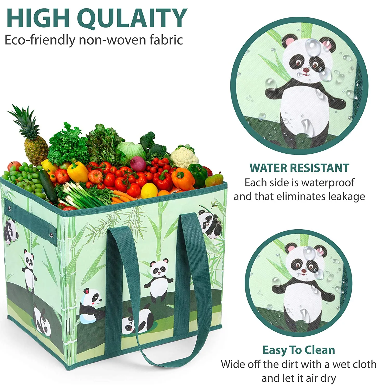 Reusable Grocery Shopping Bags Boxes Totes Foldable Heavy Duty Water Resistant Collapsible Storage Box