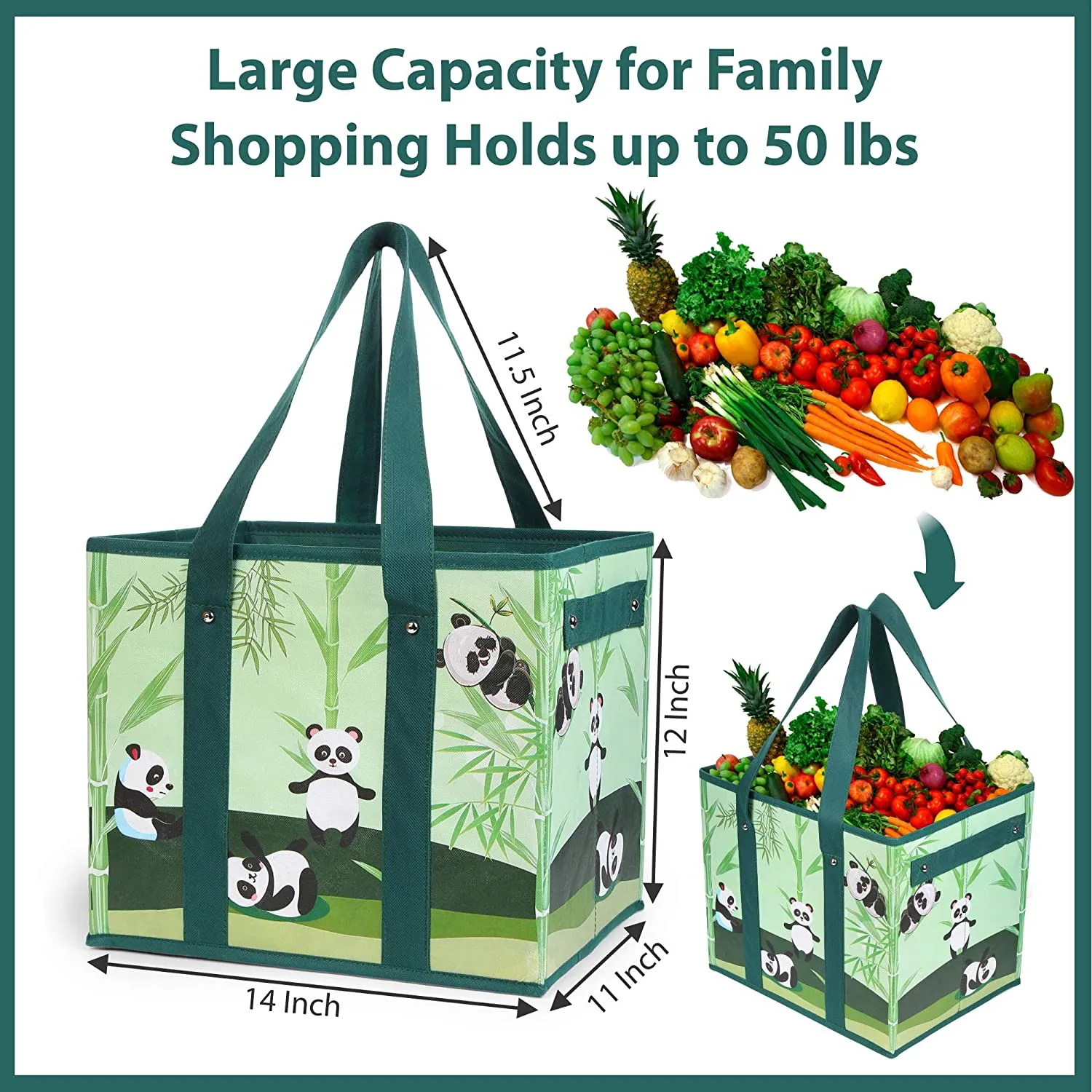 Reusable Grocery Shopping Bags Boxes Totes Foldable Heavy Duty Water Resistant Collapsible Storage Box