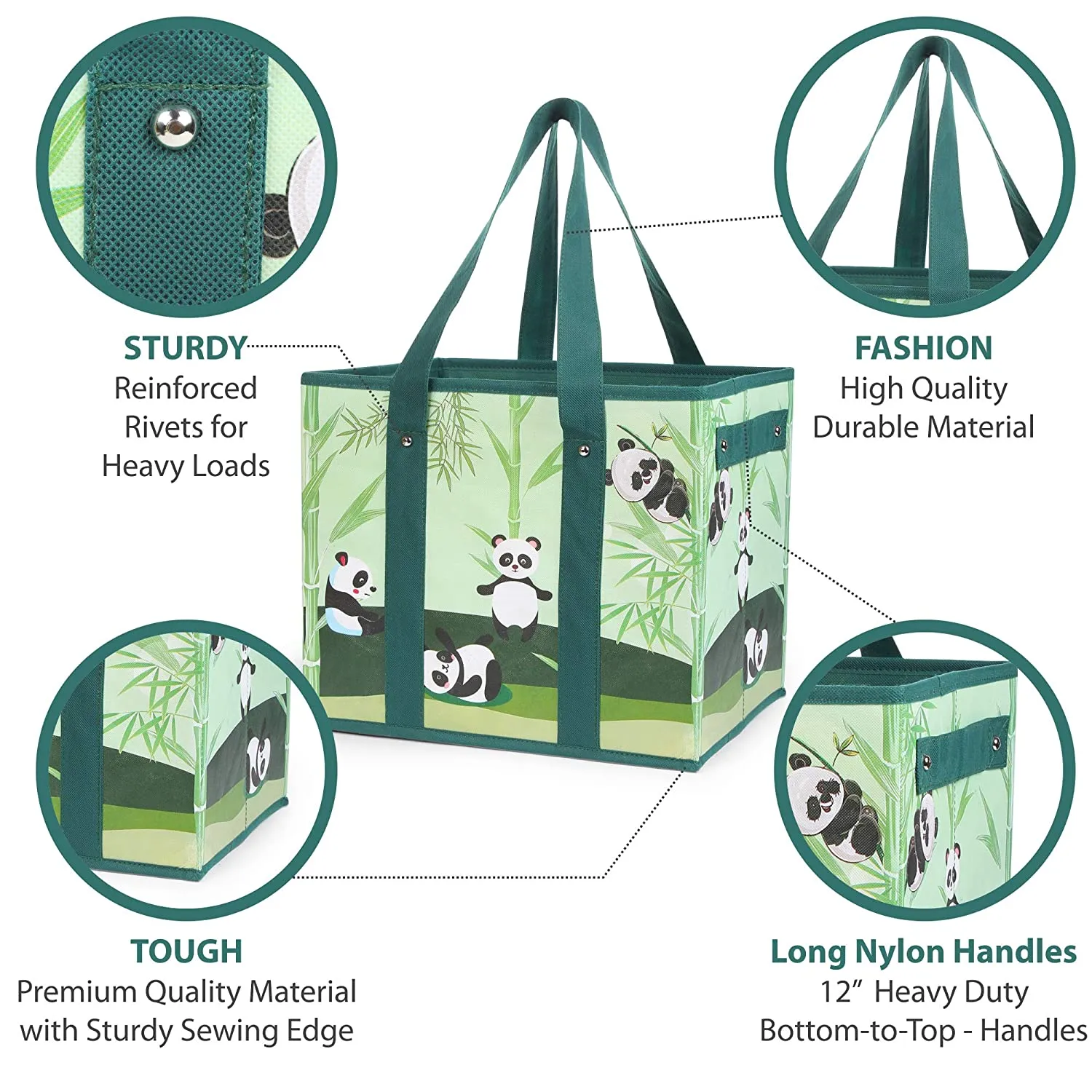 Reusable Grocery Shopping Bags Boxes Totes Foldable Heavy Duty Water Resistant Collapsible Storage Box
