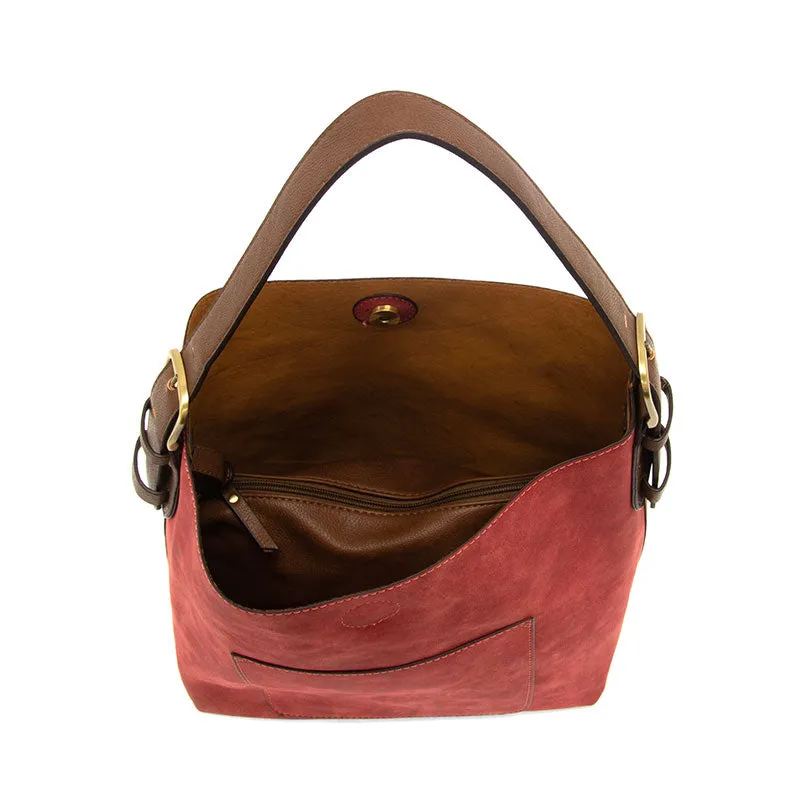Rich Faux Suede Hobo Handbag in Rust