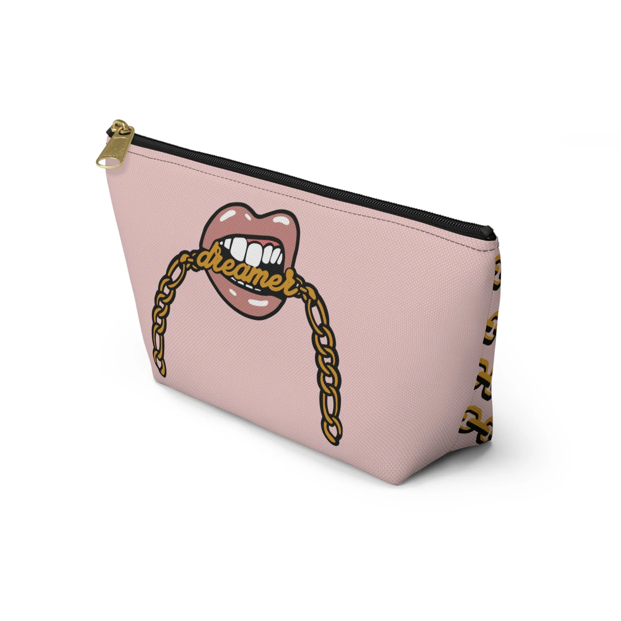 Rose Gold Dreamer Accessory Pouch w T-bottom, Makeup Bag, Girl Boss Makeup Bag, Cocoa Twins, African American Art