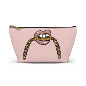 Rose Gold Dreamer Accessory Pouch w T-bottom, Makeup Bag, Girl Boss Makeup Bag, Cocoa Twins, African American Art