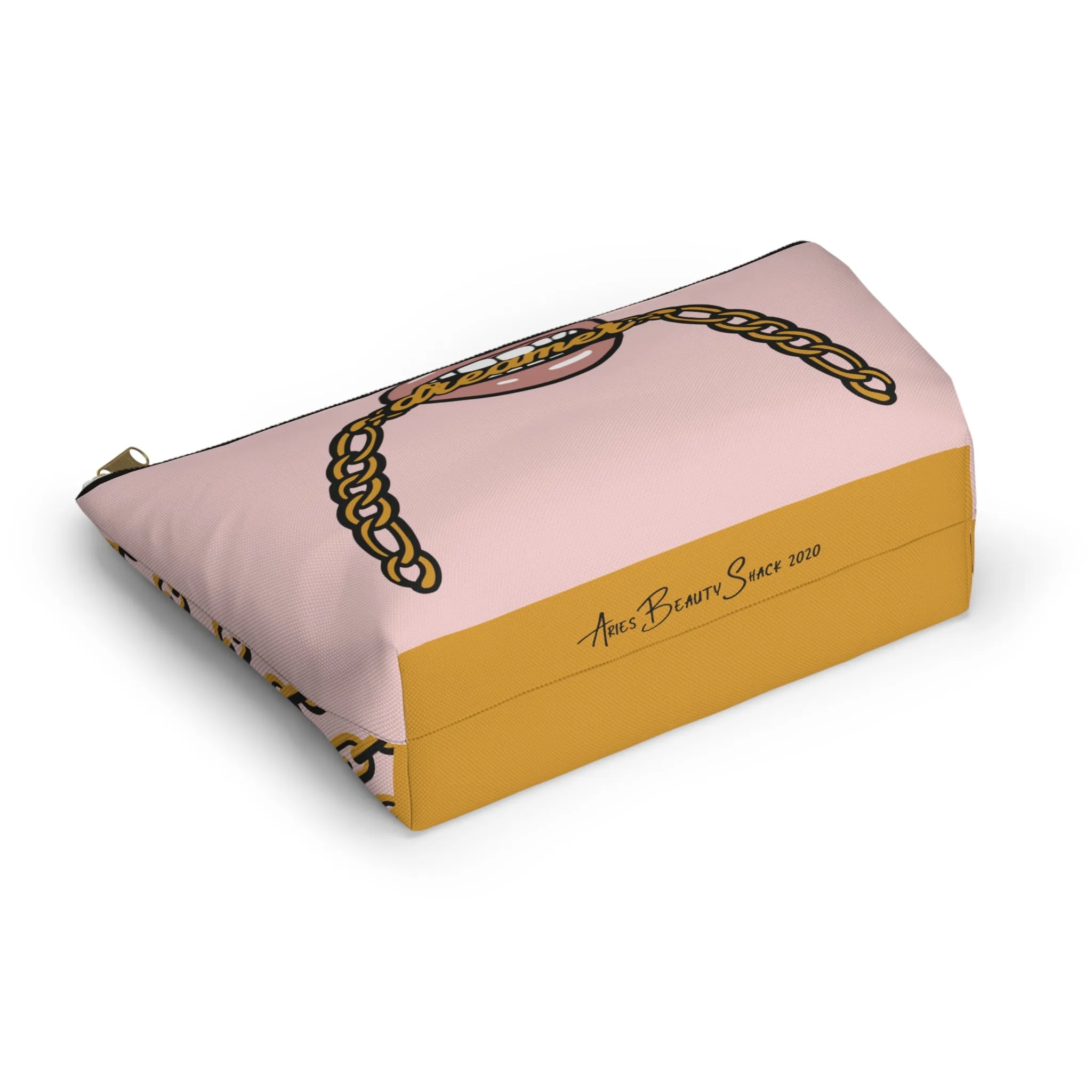Rose Gold Dreamer Accessory Pouch w T-bottom, Makeup Bag, Girl Boss Makeup Bag, Cocoa Twins, African American Art