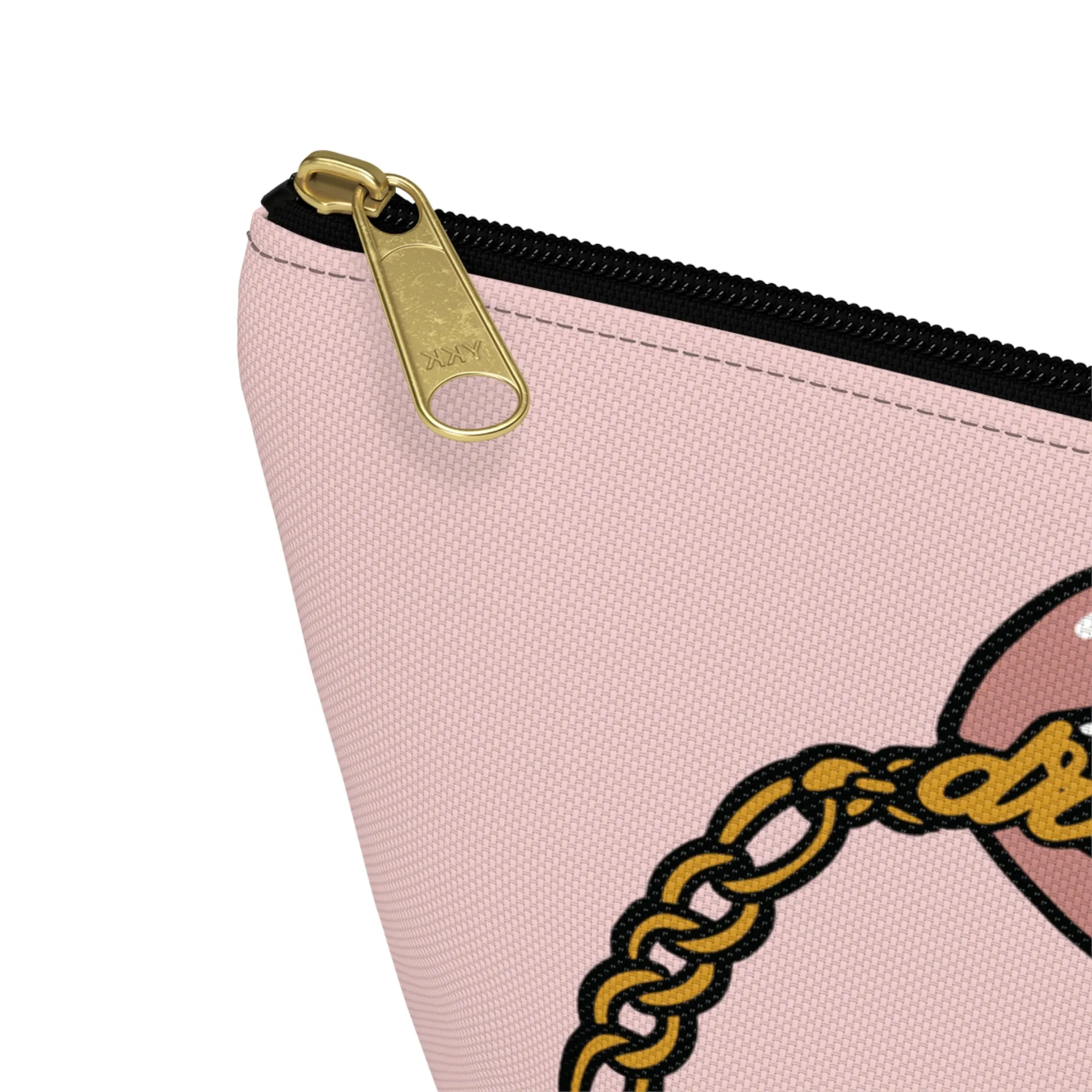 Rose Gold Dreamer Accessory Pouch w T-bottom, Makeup Bag, Girl Boss Makeup Bag, Cocoa Twins, African American Art