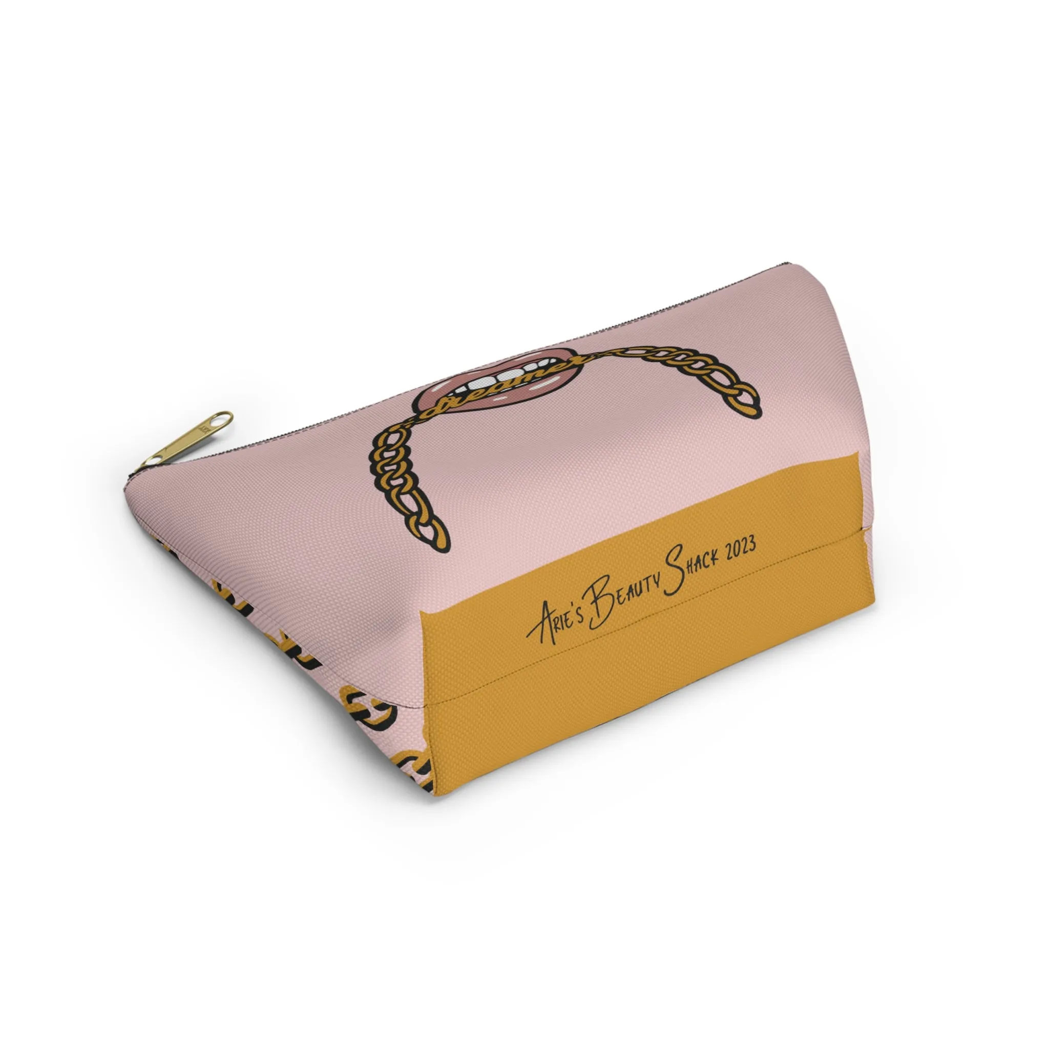 Rose Gold Dreamer Accessory Pouch w T-bottom, Makeup Bag, Girl Boss Makeup Bag, Cocoa Twins, African American Art