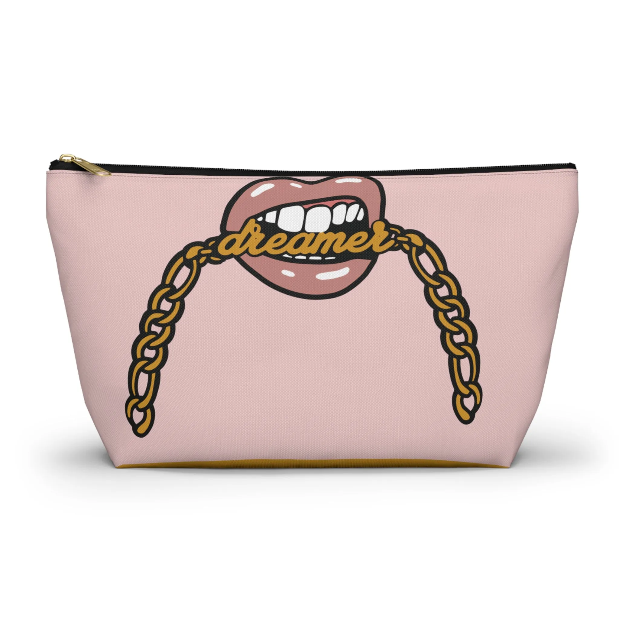 Rose Gold Dreamer Accessory Pouch w T-bottom, Makeup Bag, Girl Boss Makeup Bag, Cocoa Twins, African American Art