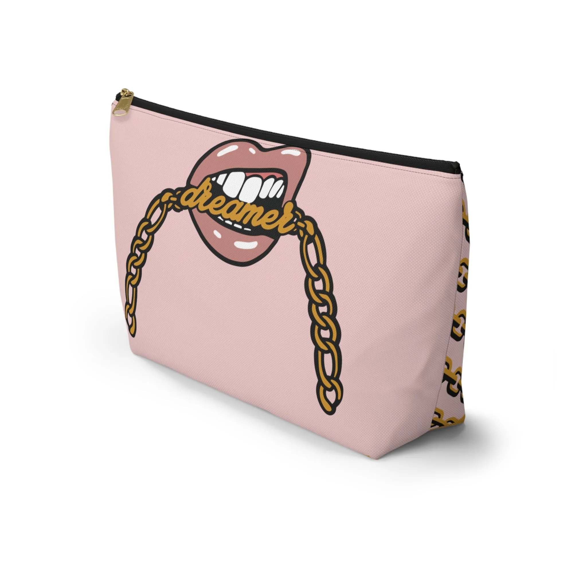 Rose Gold Dreamer Accessory Pouch w T-bottom, Makeup Bag, Girl Boss Makeup Bag, Cocoa Twins, African American Art