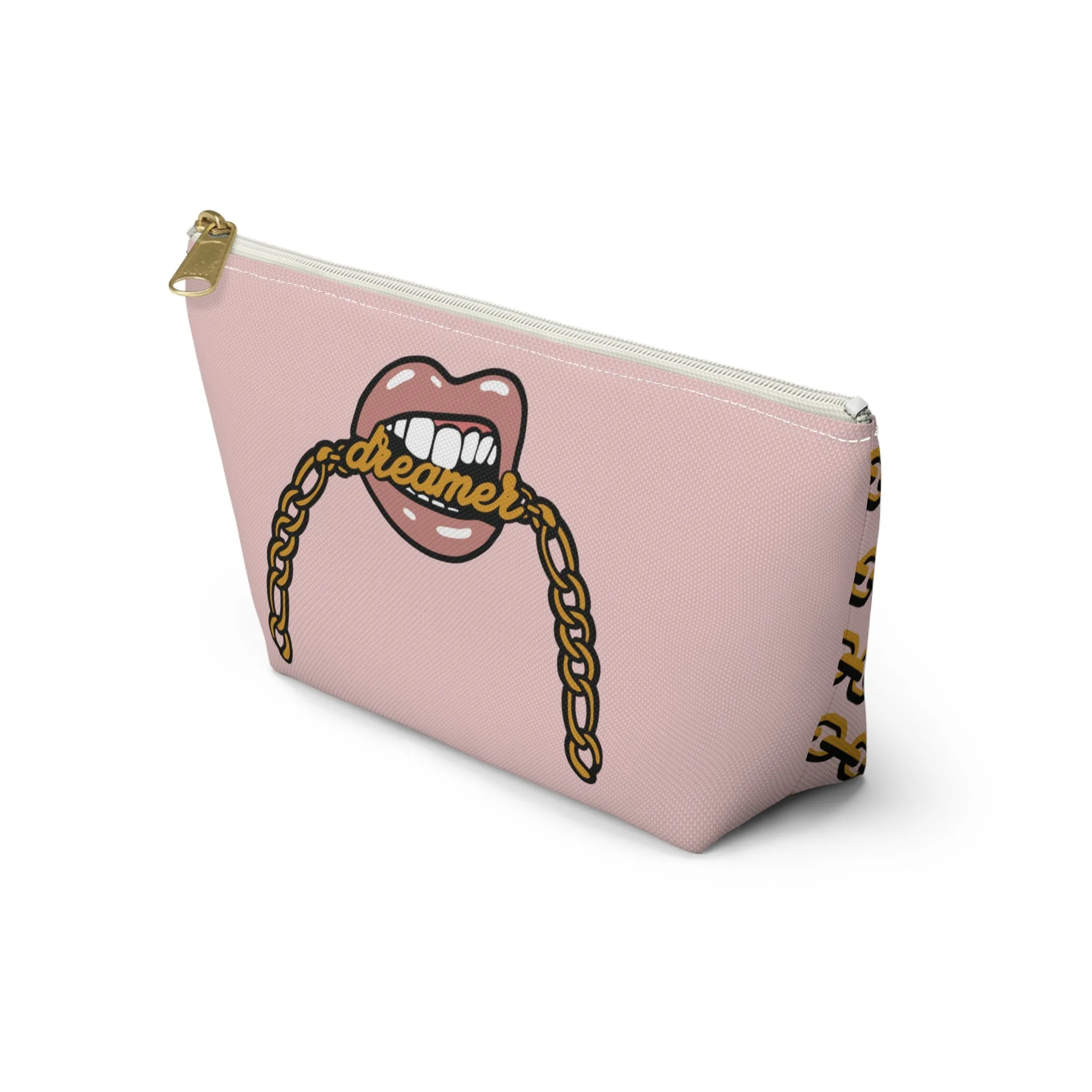 Rose Gold Dreamer Accessory Pouch w T-bottom, Makeup Bag, Girl Boss Makeup Bag, Cocoa Twins, African American Art