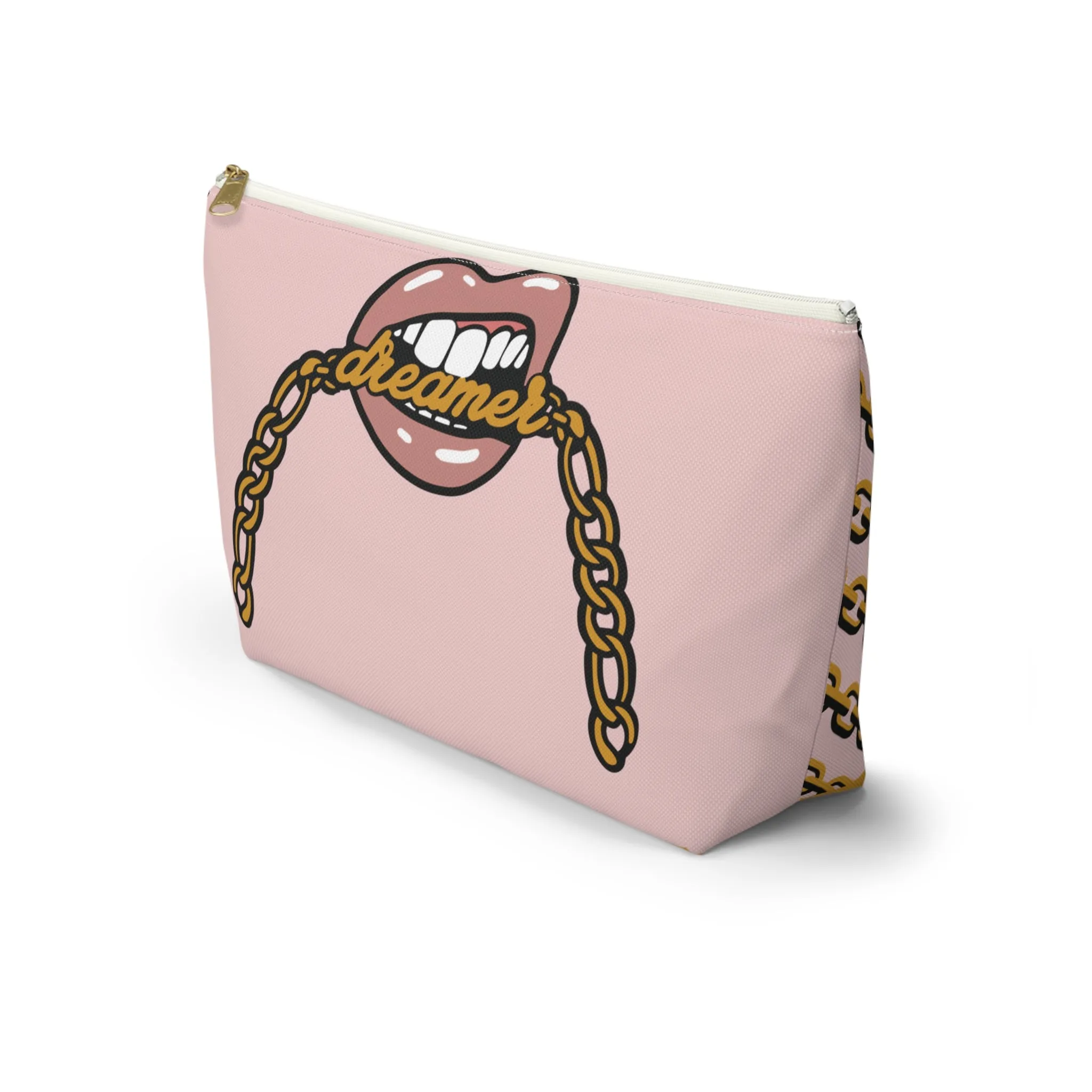 Rose Gold Dreamer Accessory Pouch w T-bottom, Makeup Bag, Girl Boss Makeup Bag, Cocoa Twins, African American Art