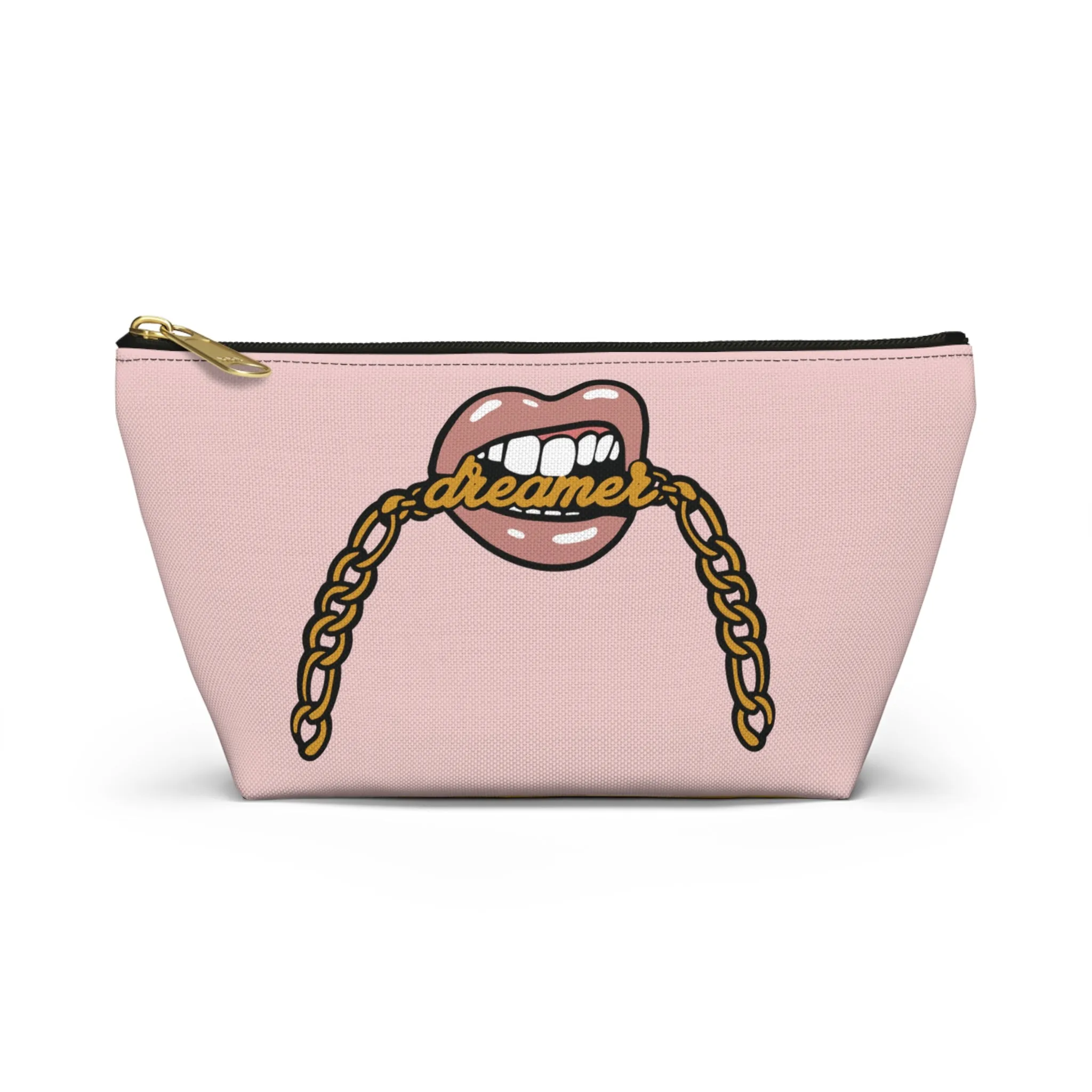 Rose Gold Dreamer Accessory Pouch w T-bottom, Makeup Bag, Girl Boss Makeup Bag, Cocoa Twins, African American Art