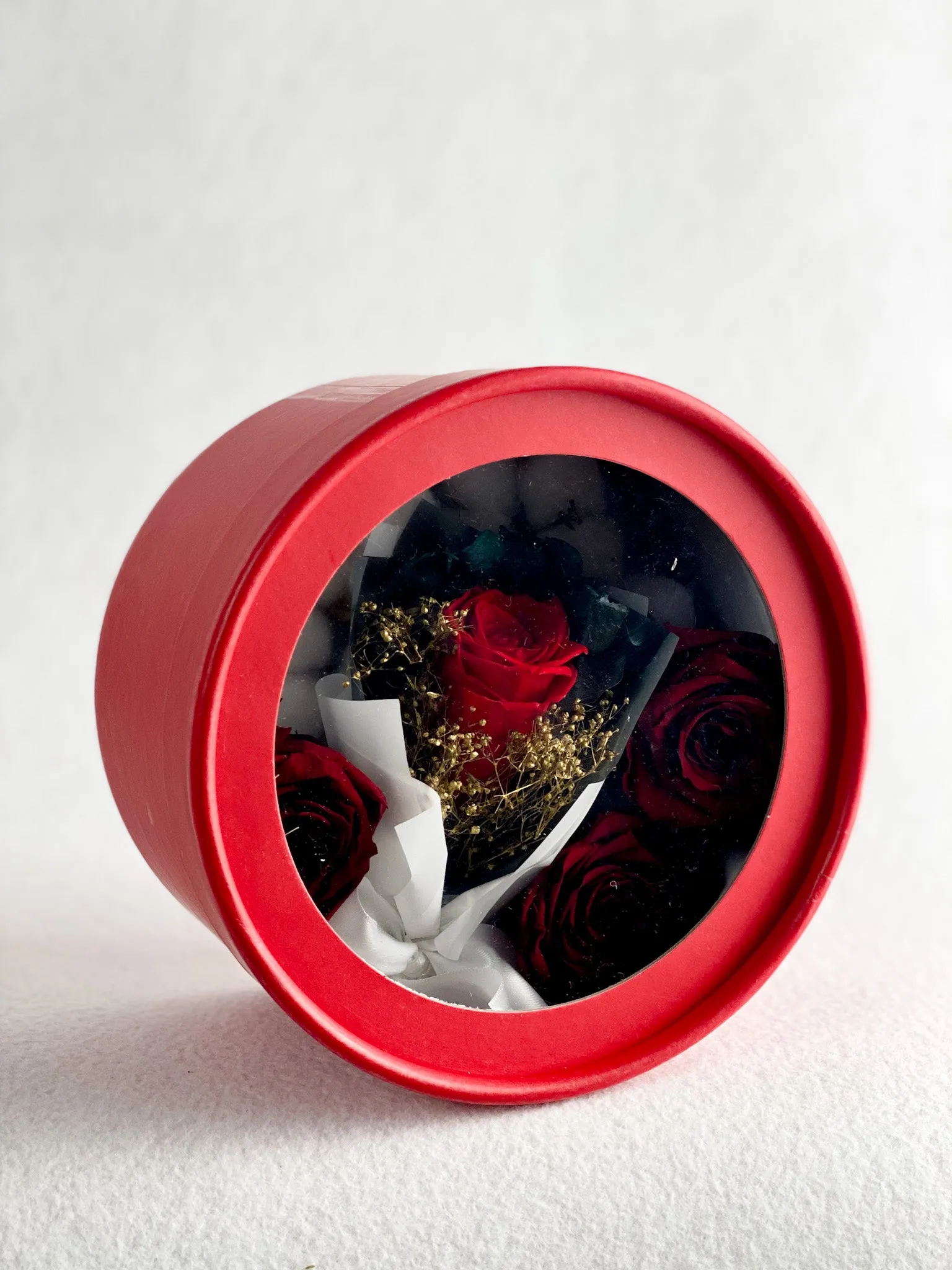 Round Flower Box with Transparent Cover – Elegant Display Box