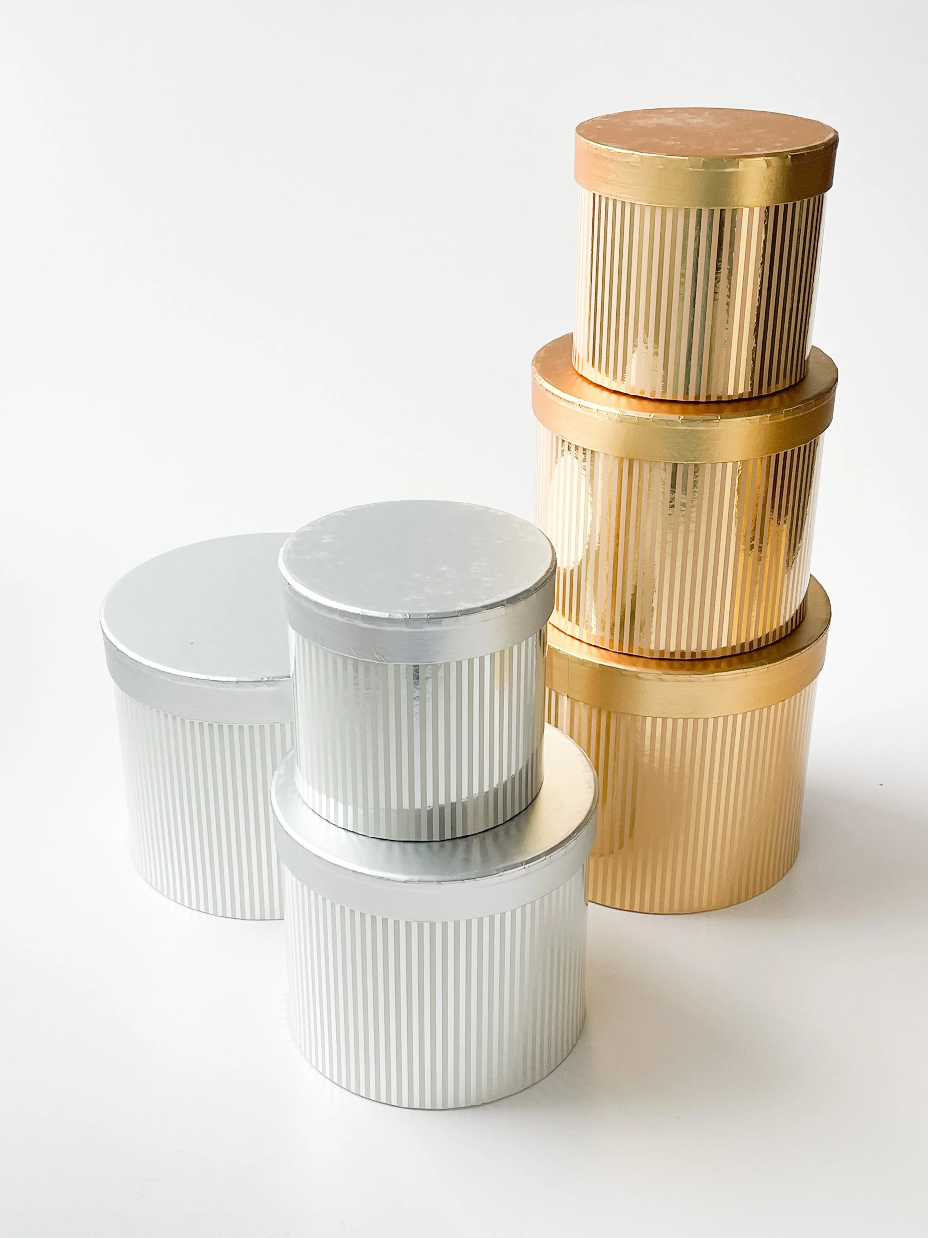 Round Flower Box With Vertical Lines ( Smaller Size Set)