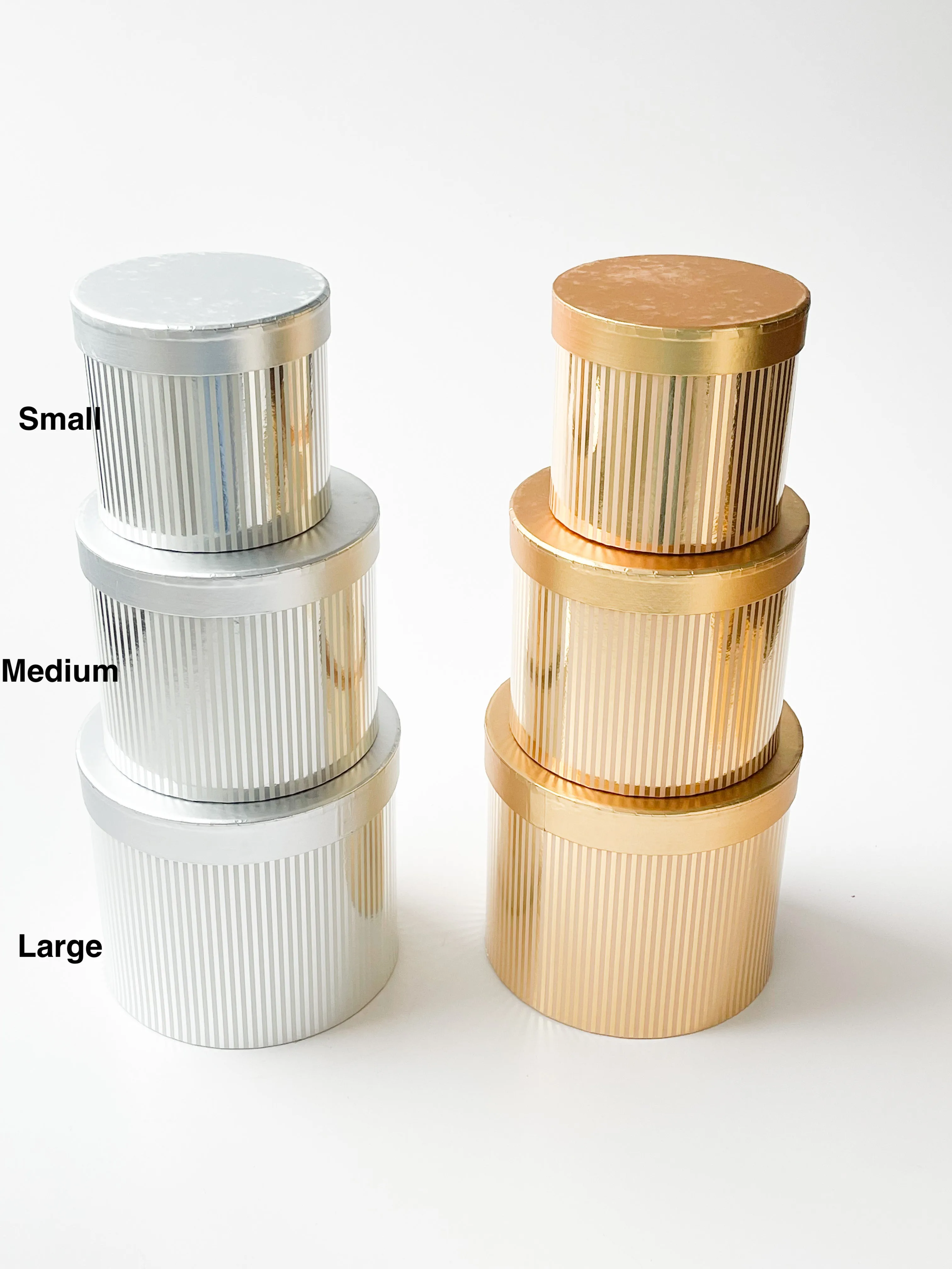Round Flower Box With Vertical Lines ( Smaller Size Set)