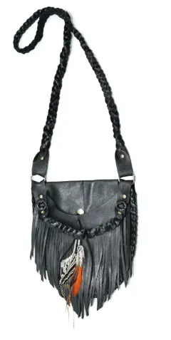 Ruby Feathers Leather and Feather Purse
