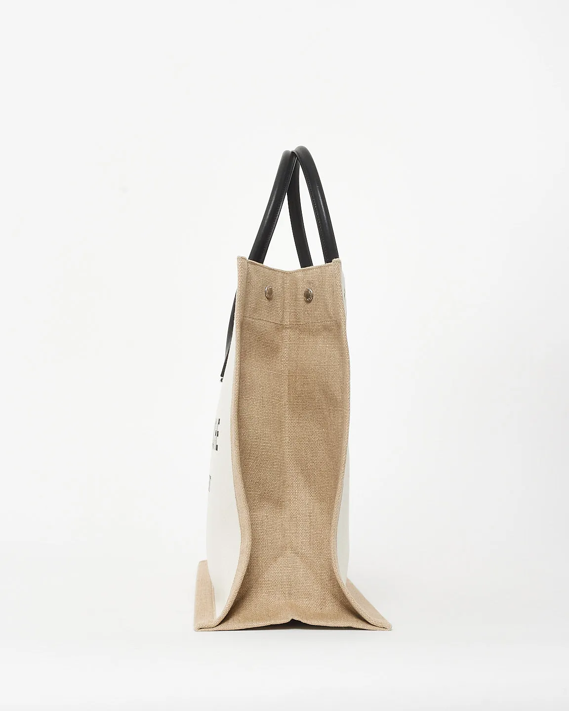 Saint Laurent Beige Canvas Rive Gauche Large Tote Bag