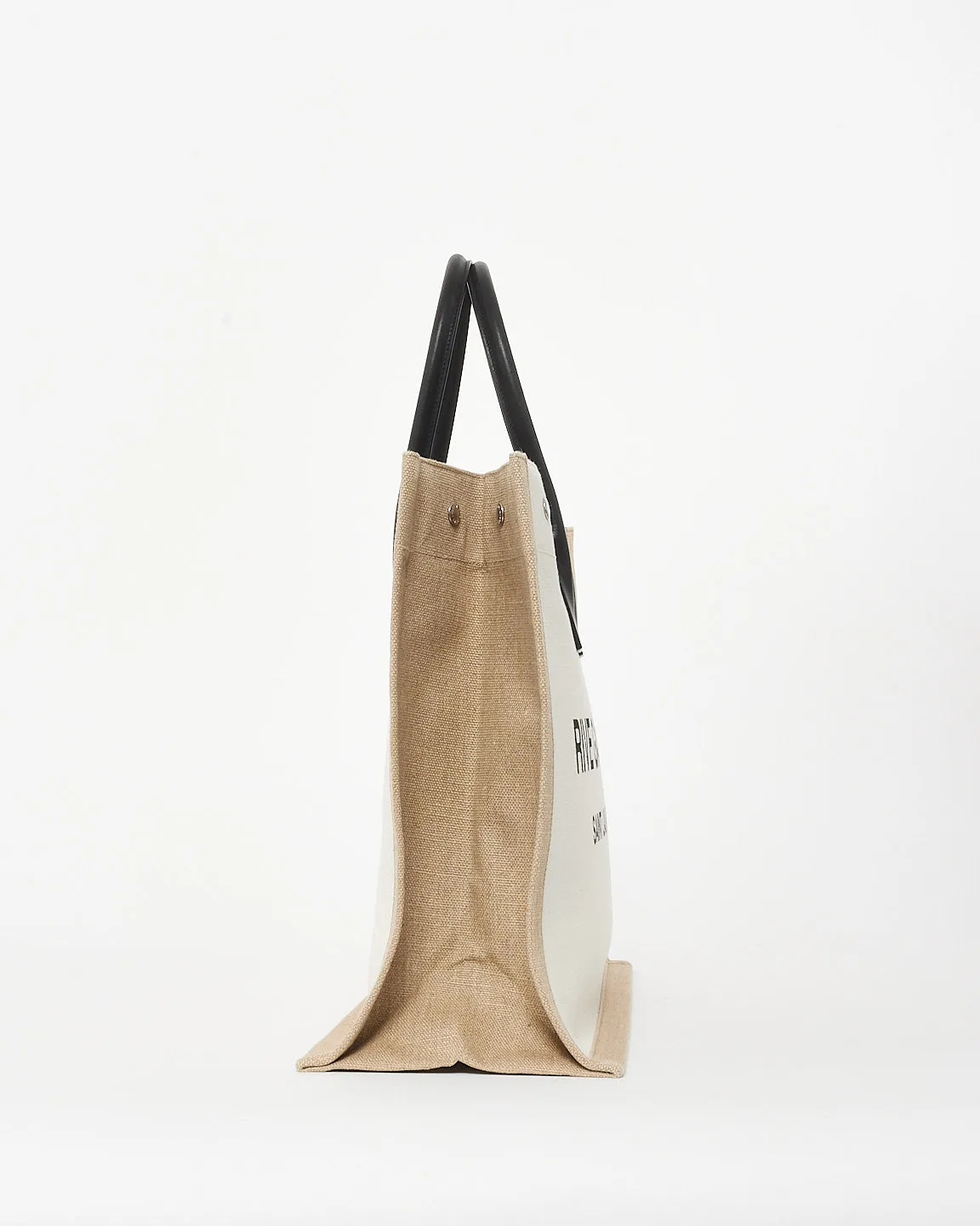 Saint Laurent Beige Canvas Rive Gauche Large Tote Bag