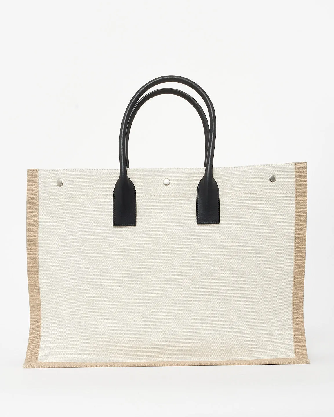 Saint Laurent Beige Canvas Rive Gauche Large Tote Bag