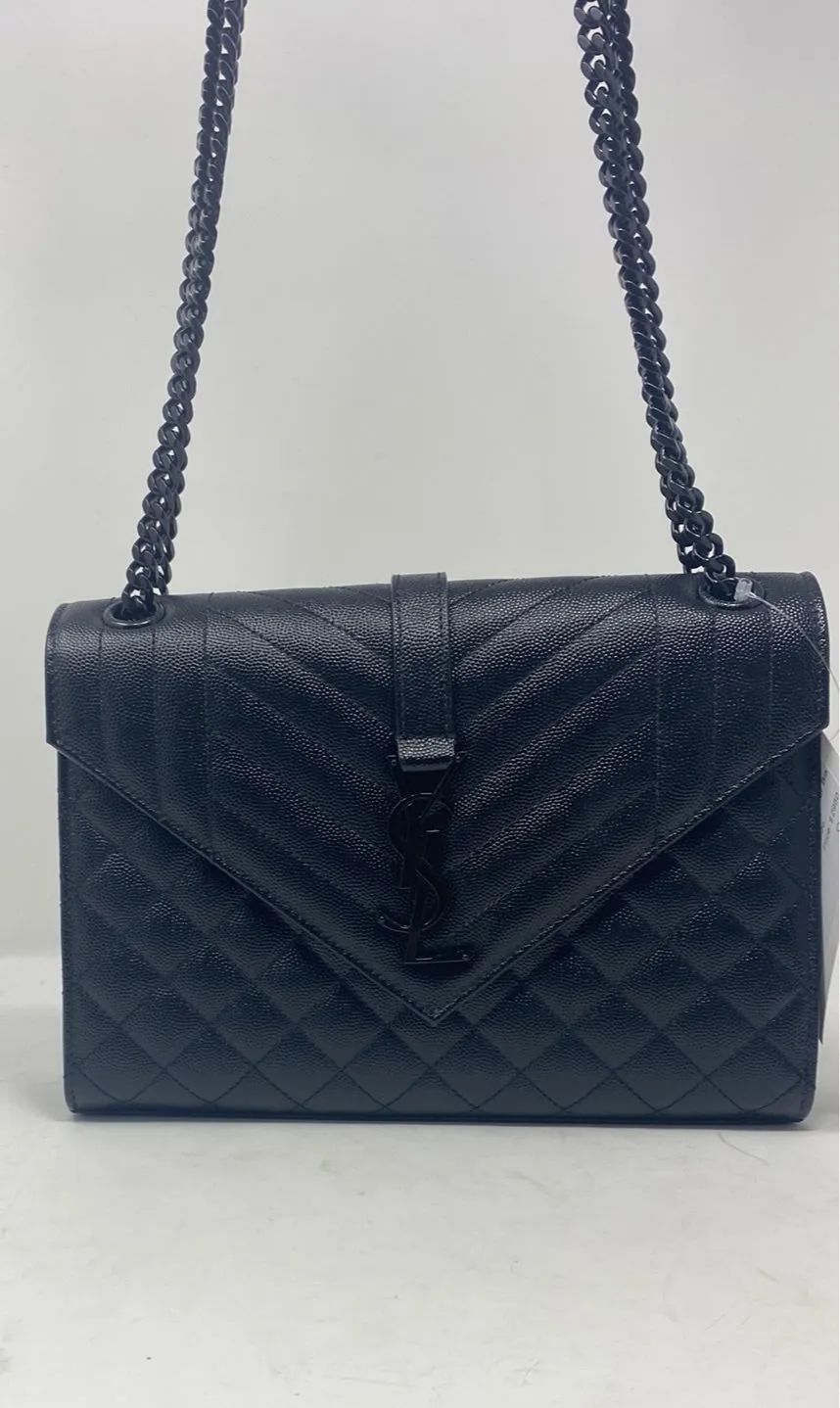Saint Laurent Black Envelope Medium Caviar Leather Black