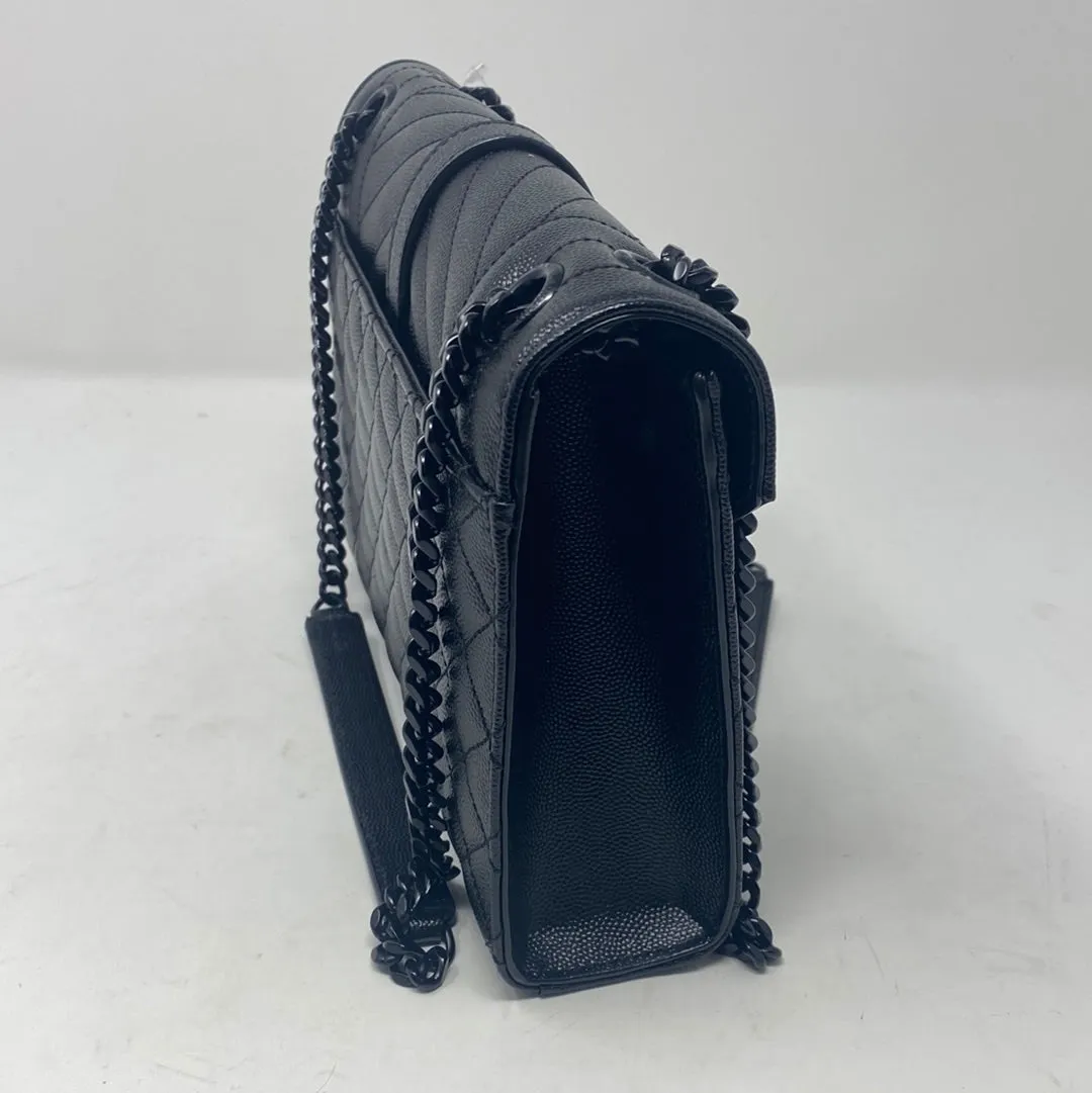 Saint Laurent Black Envelope Medium Caviar Leather Black