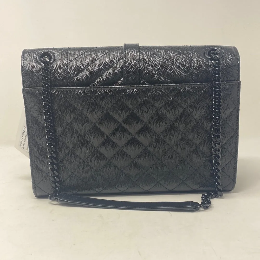 Saint Laurent Black Envelope Medium Caviar Leather Black