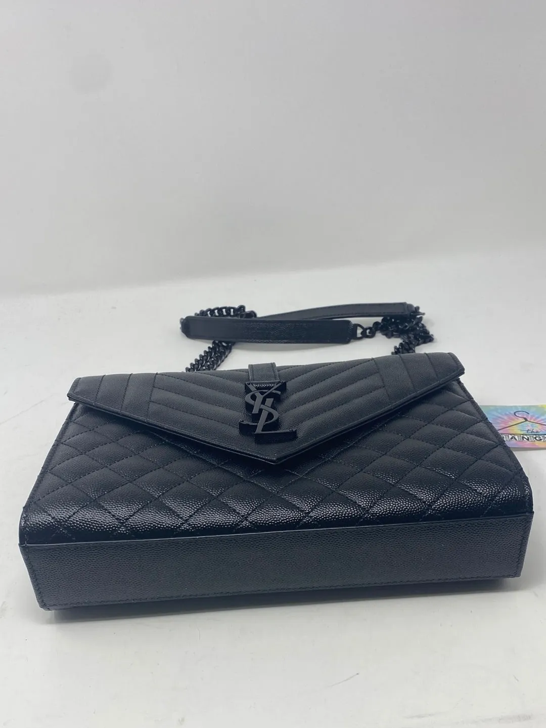 Saint Laurent Black Envelope Medium Caviar Leather Black
