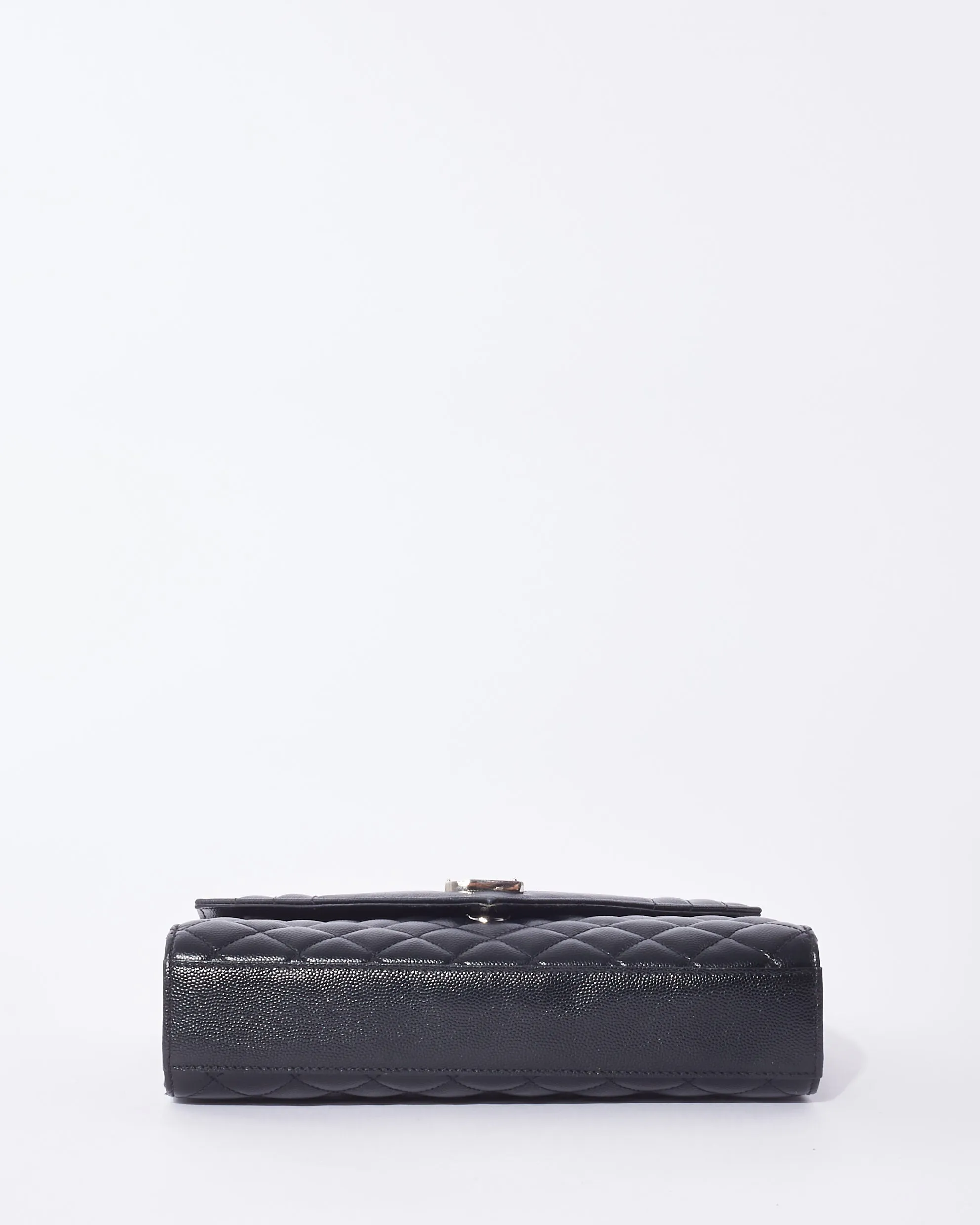 Saint Laurent Black Grain De Poudre Leather Medium Envelope Bag
