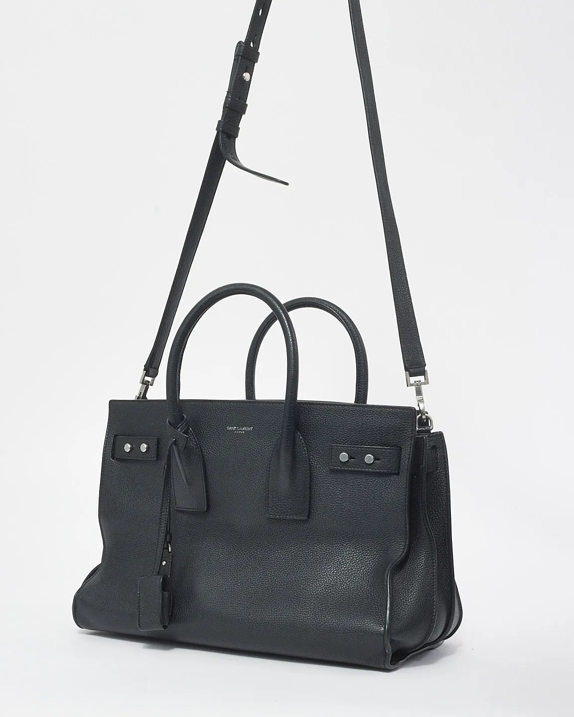 Saint Laurent Black Grained Leather Medium Sac Du Jour