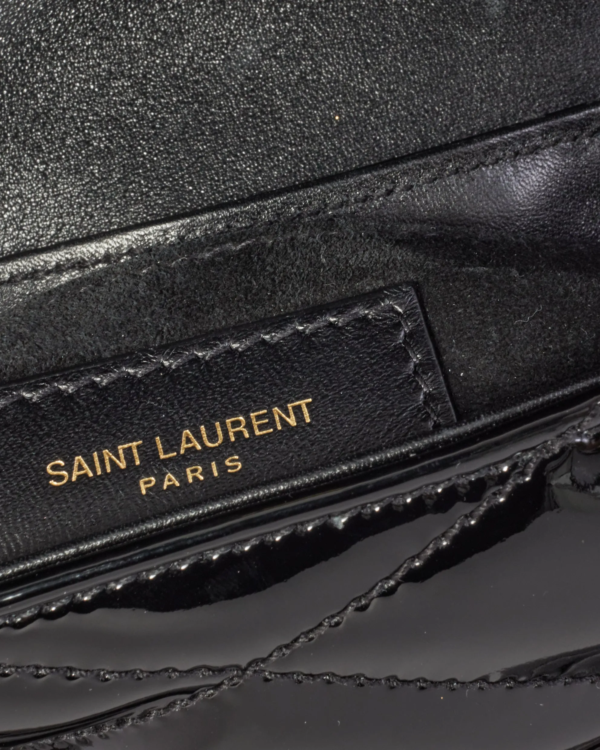 Saint Laurent Black Patent Leather Quilted 57 Shoulder Bag