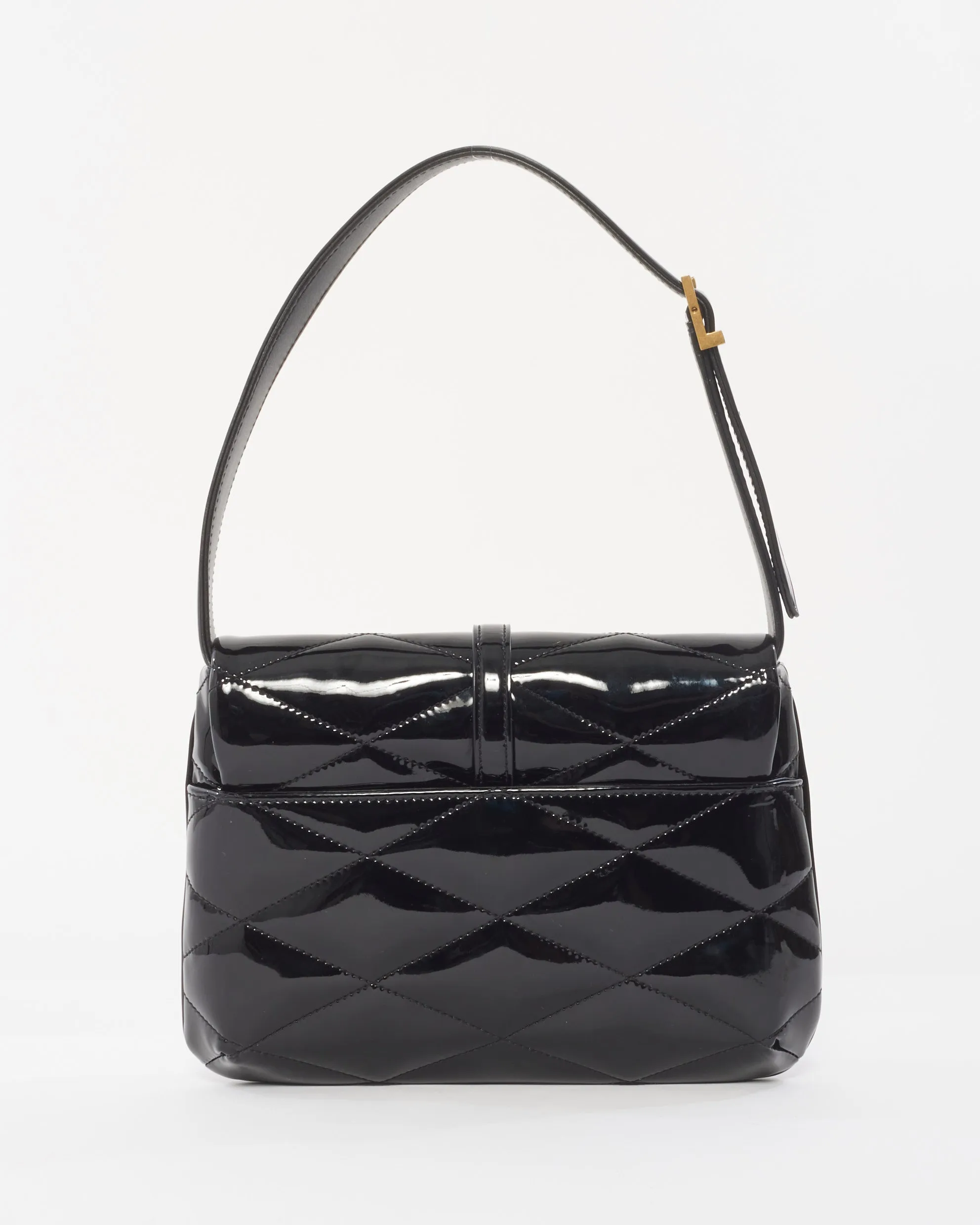 Saint Laurent Black Patent Leather Quilted 57 Shoulder Bag