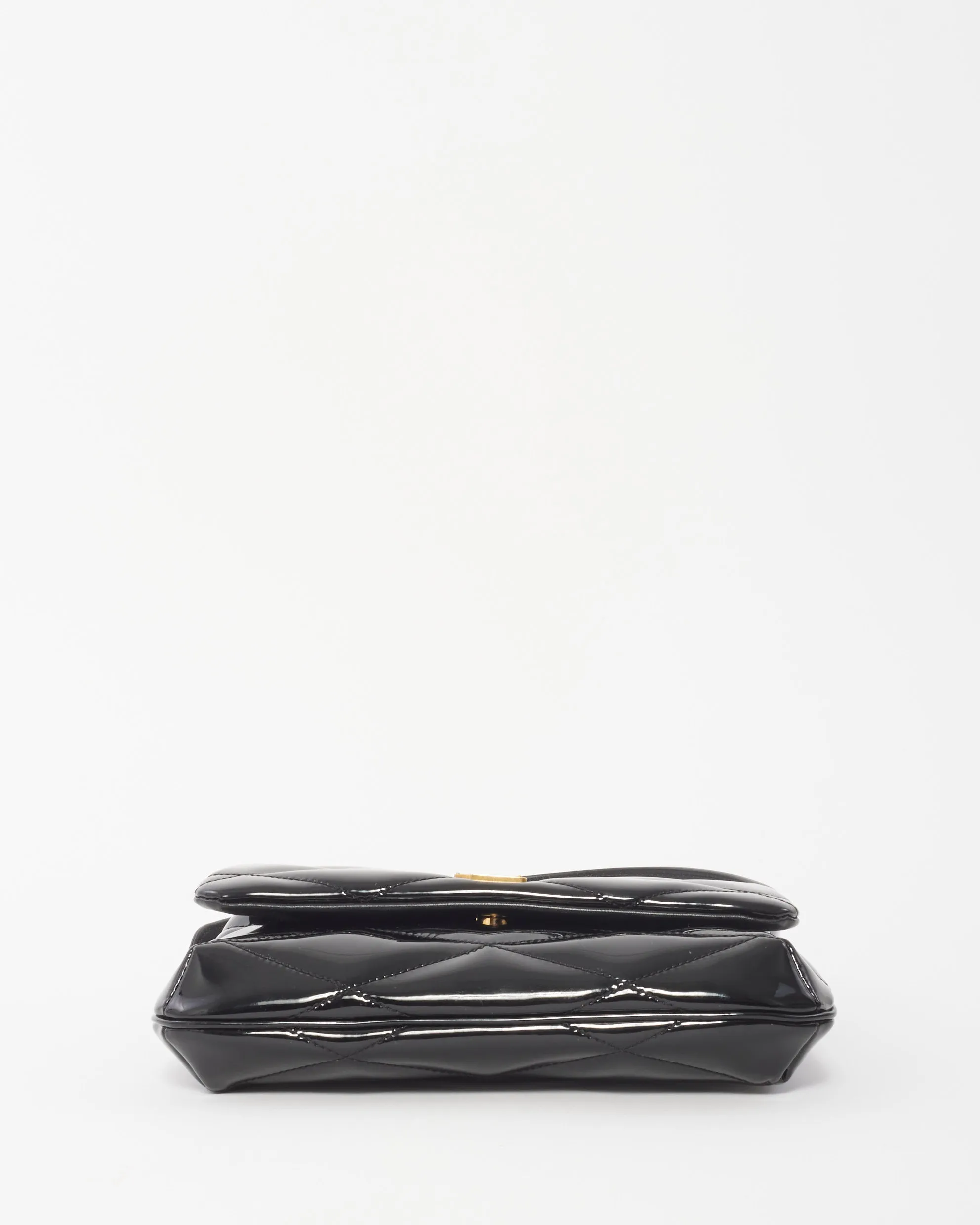 Saint Laurent Black Patent Leather Quilted 57 Shoulder Bag