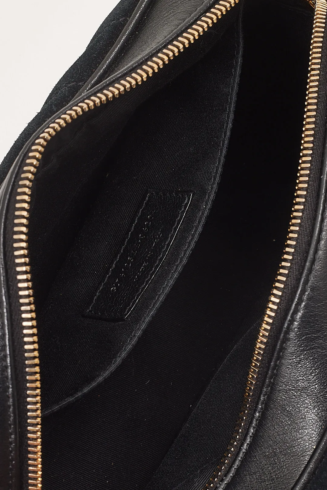 Saint Laurent Black Suede Chevron Lou Monogram Camere Bag