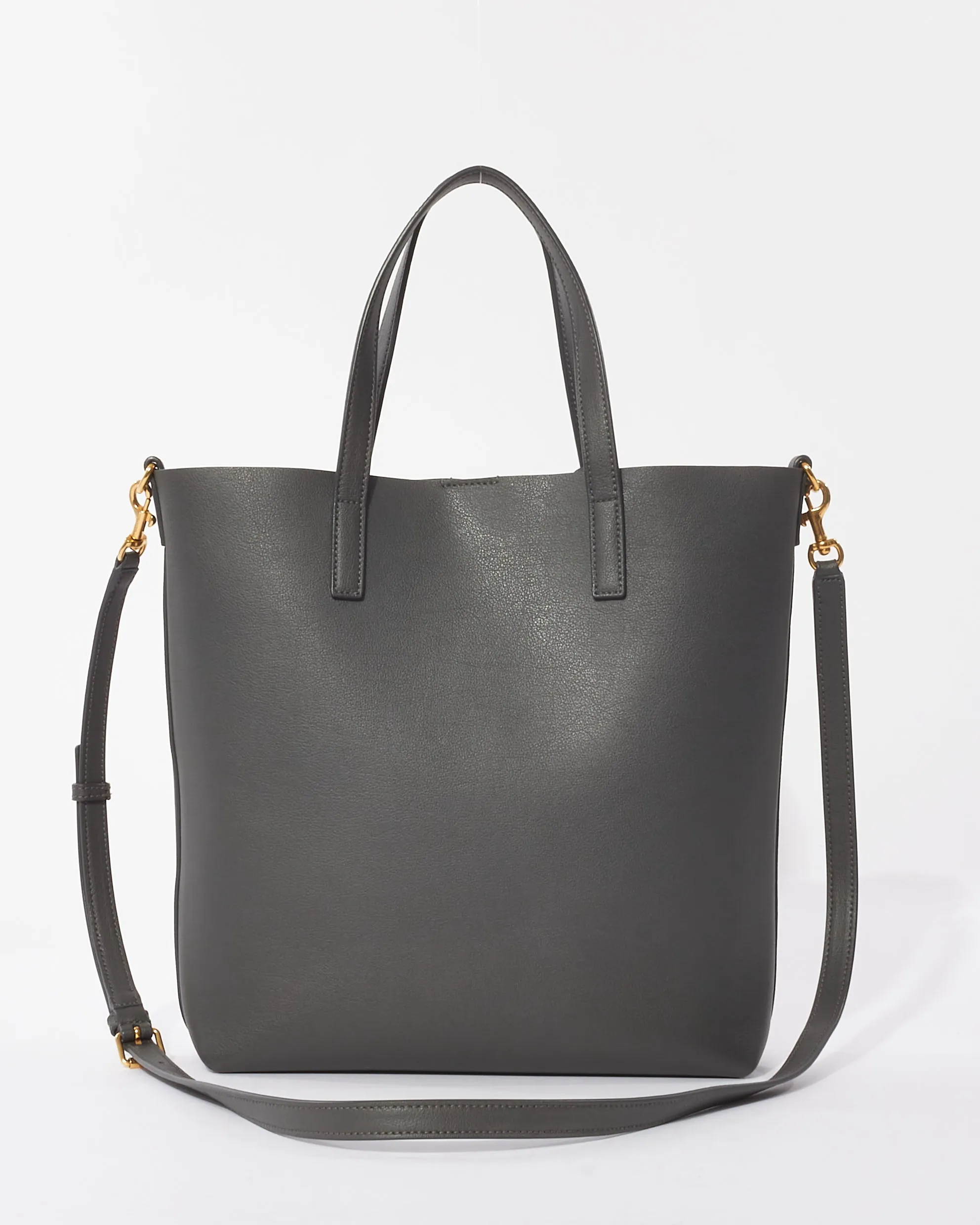 Saint Laurent Grey Leather North South Shopping Tote