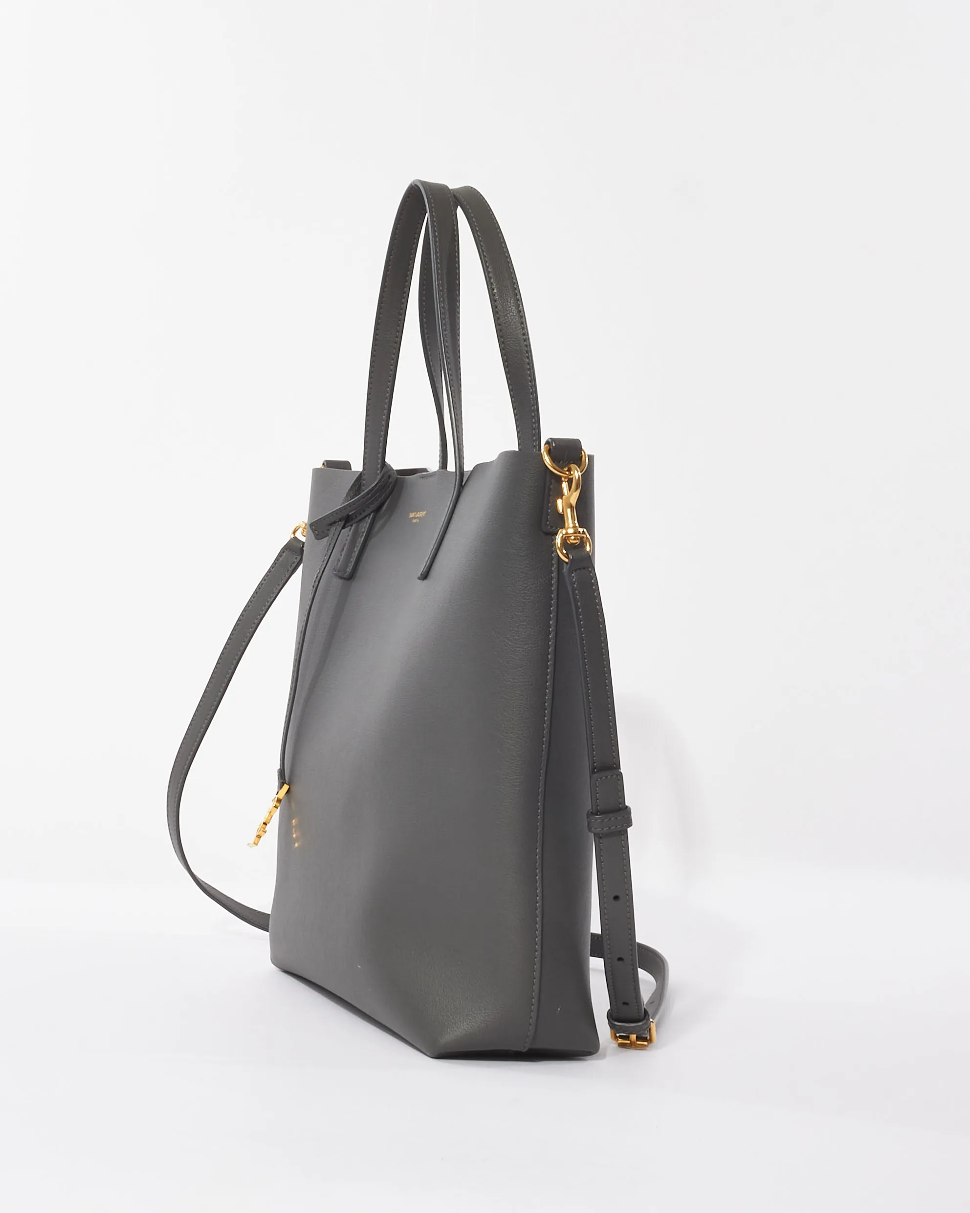 Saint Laurent Grey Leather North South Shopping Tote