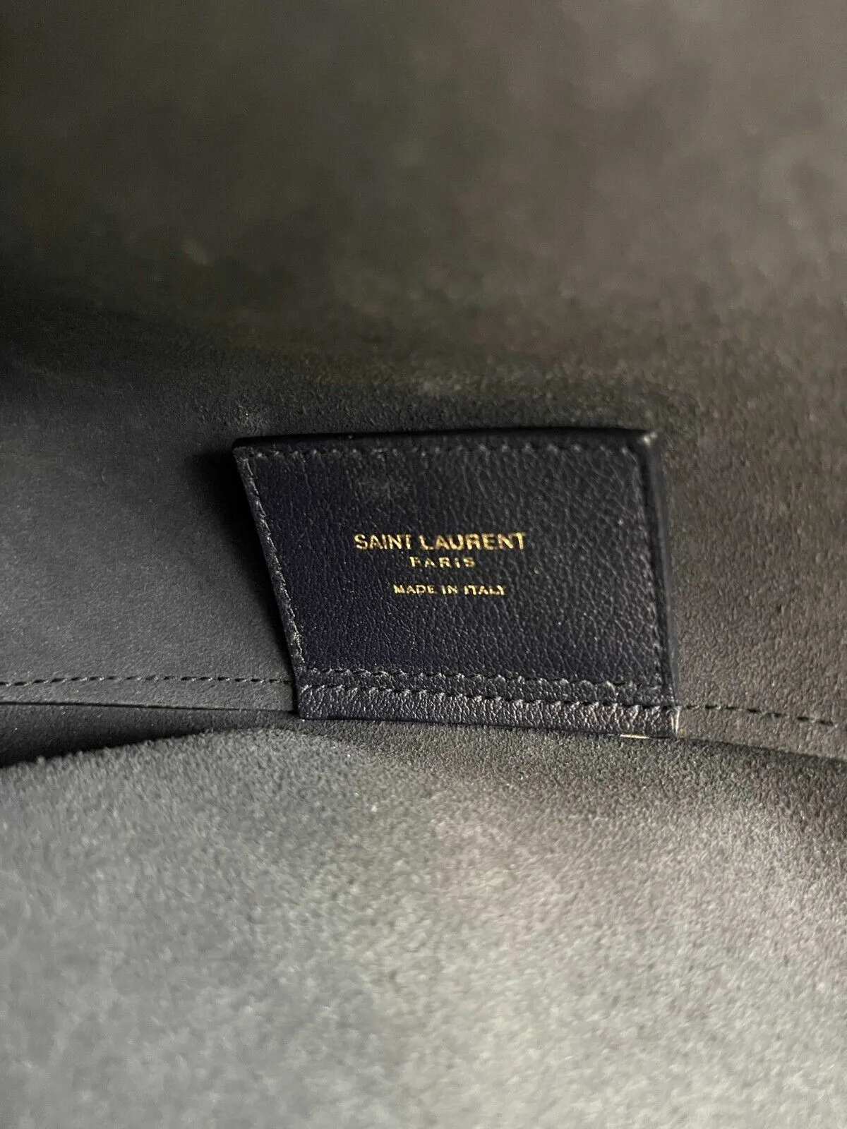 Saint Laurent Large Leather Shopper Tote - Navy Blue Shoulder Bag