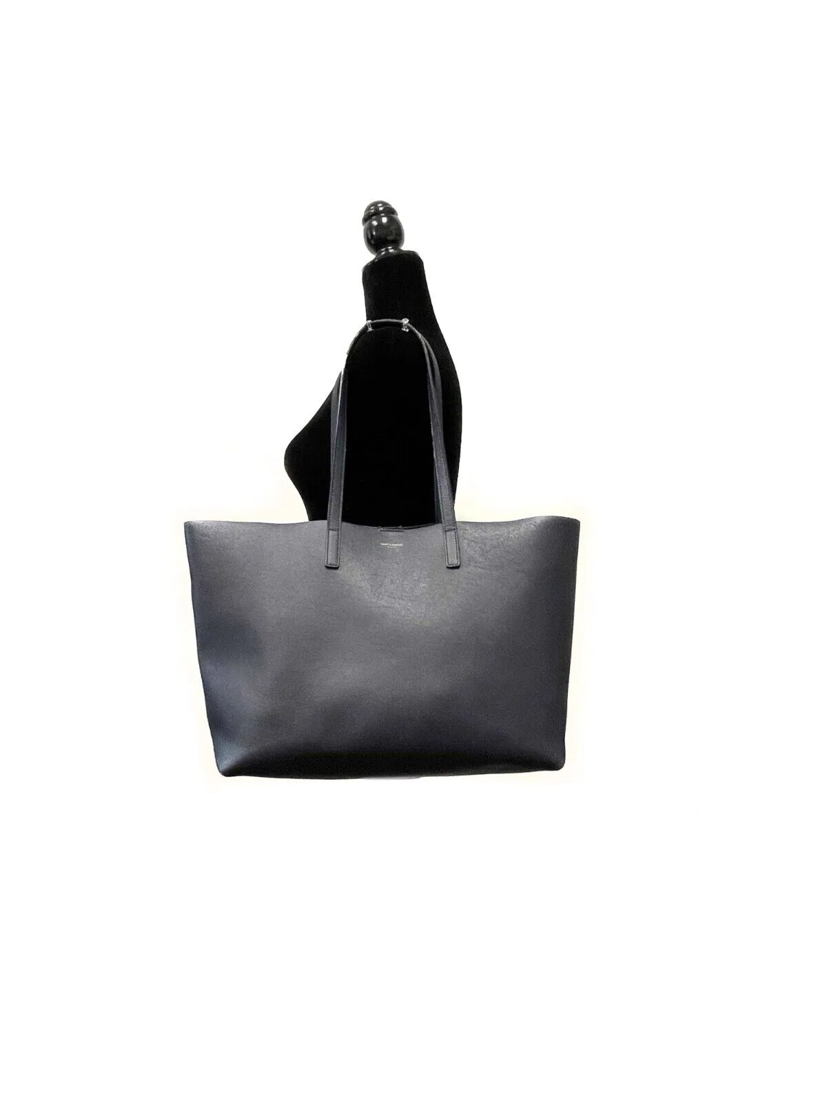 Saint Laurent Large Leather Shopper Tote - Navy Blue Shoulder Bag