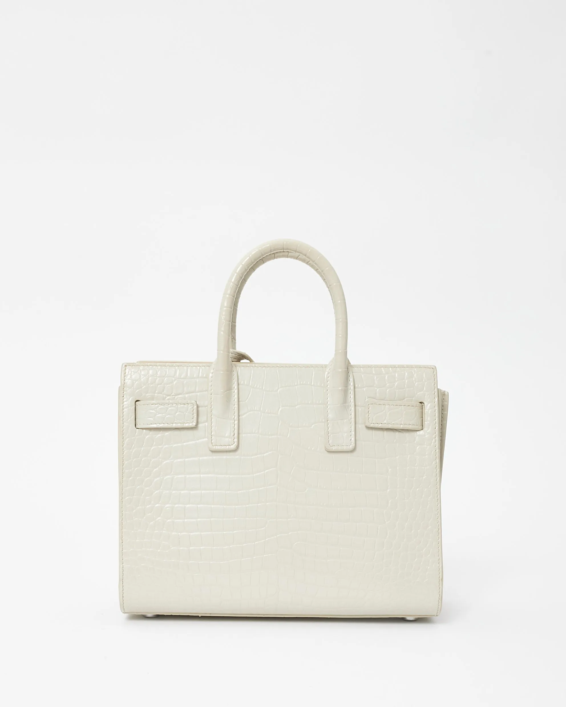 Saint Laurent Light Grey Croc Embossed Nano Sac Du Jour