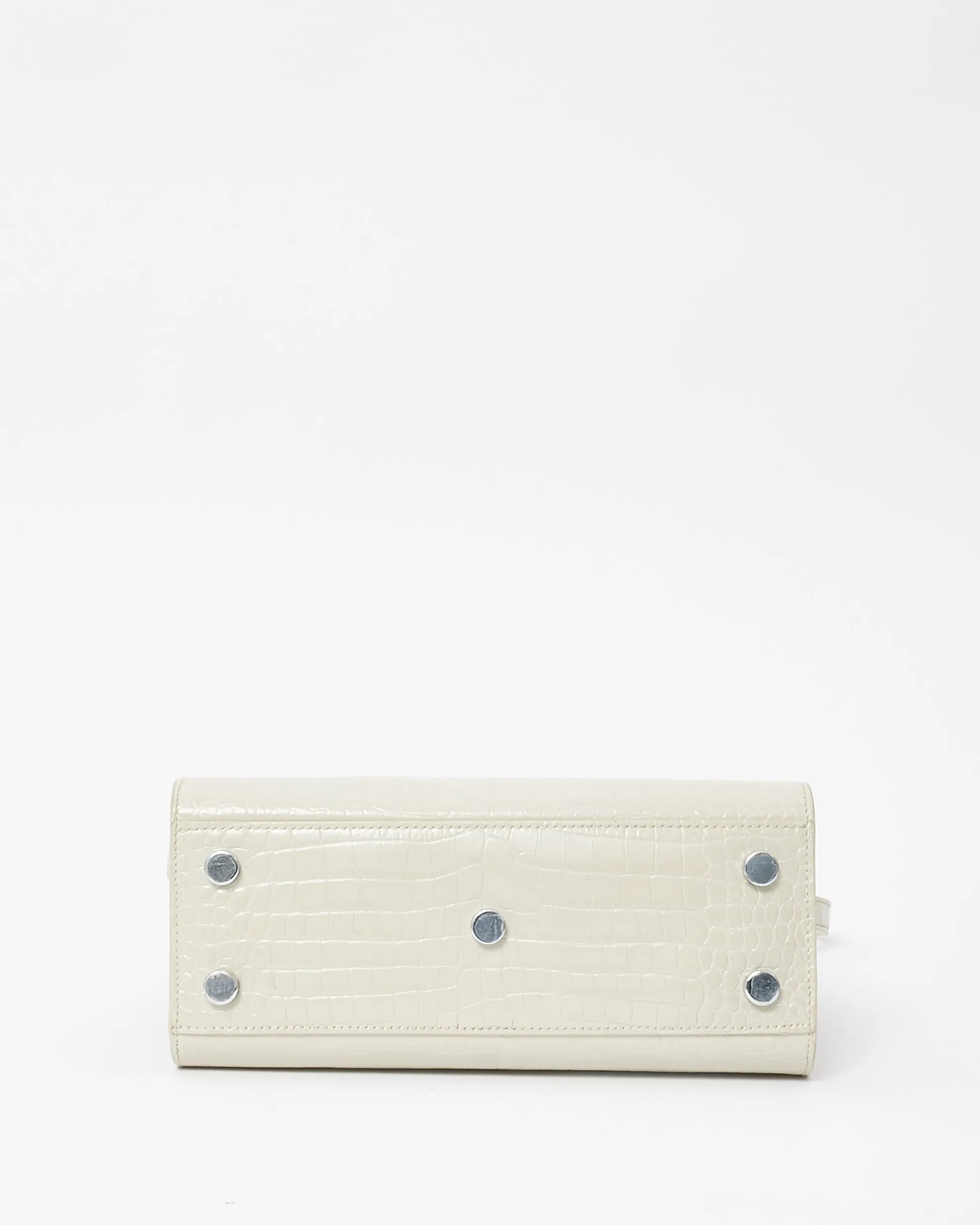 Saint Laurent Light Grey Croc Embossed Nano Sac Du Jour