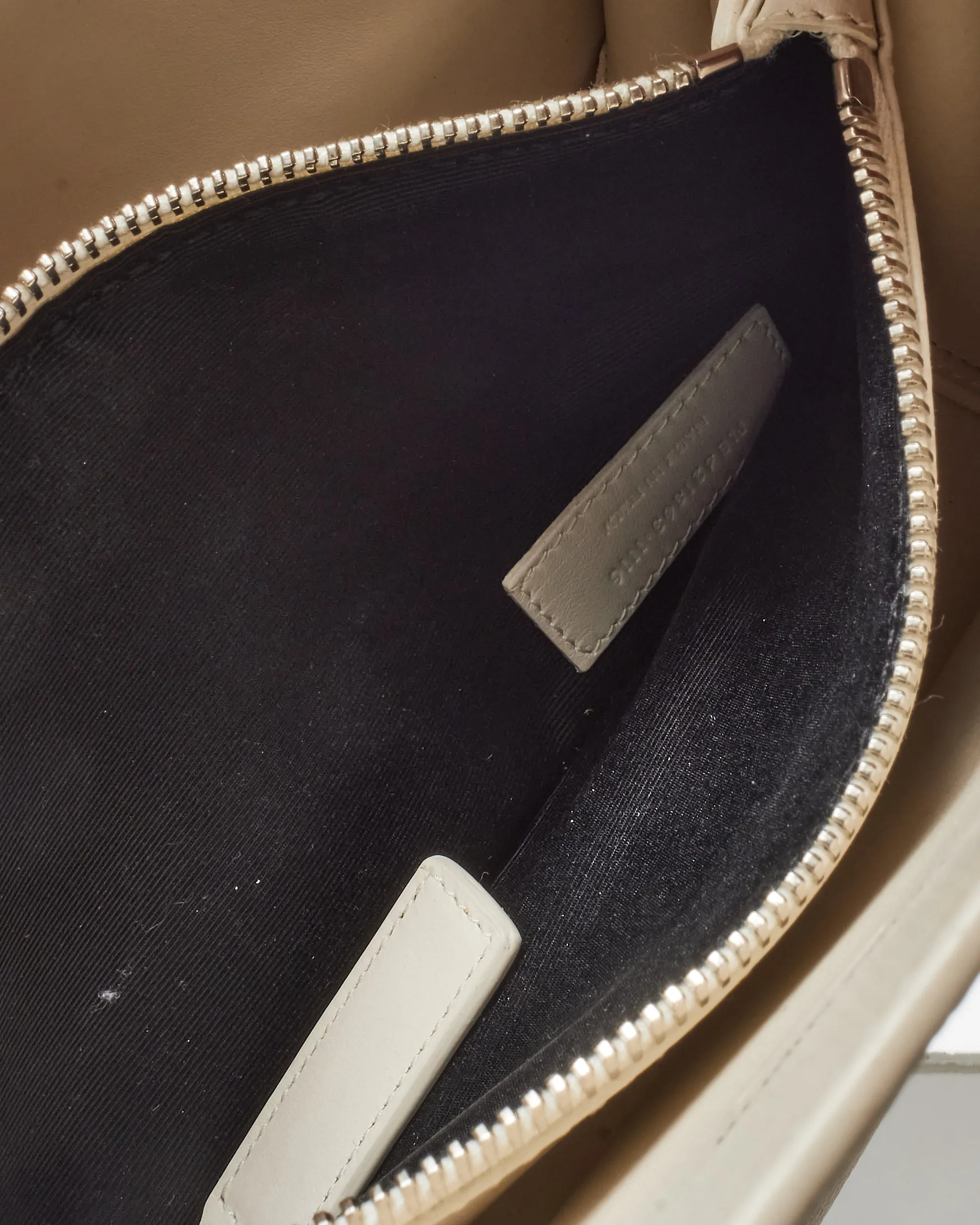 Saint Laurent White Leather & Grey Python Trim Small Sac De Jour Bag