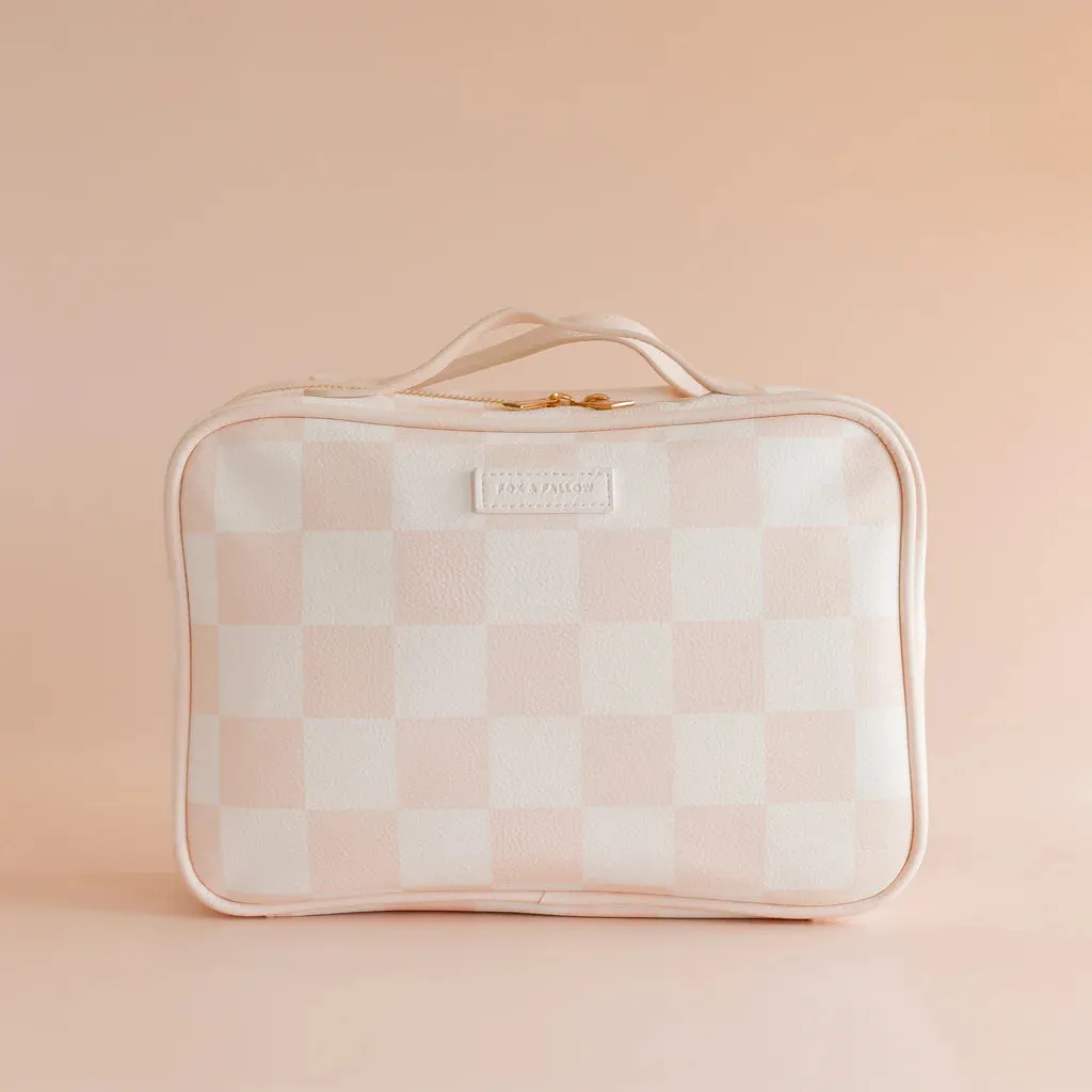 Salmon Check Cosmetic Bag