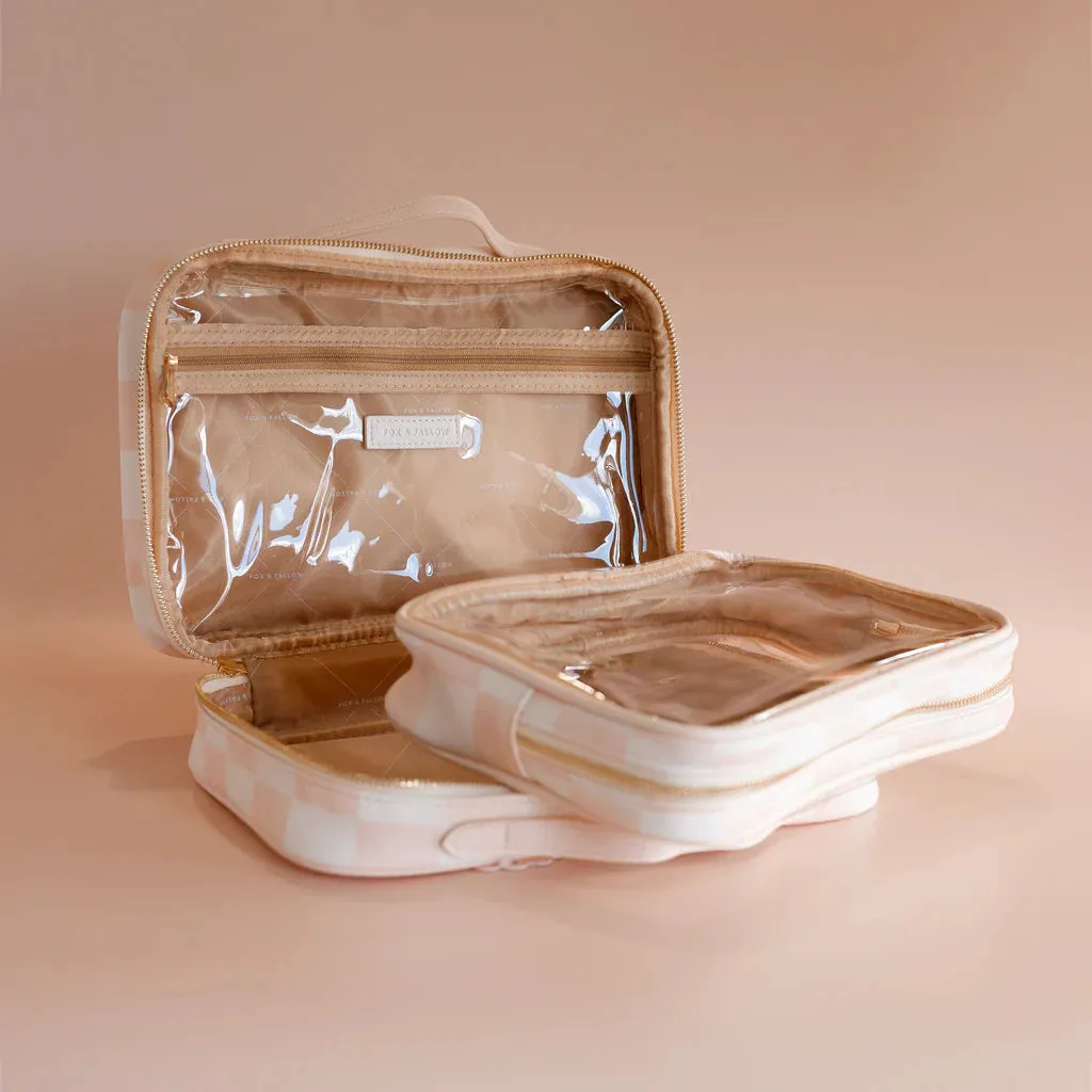 Salmon Check Cosmetic Bag