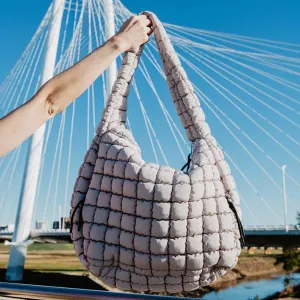 SAND OVERSIZED HOBO QUILTED TOTE