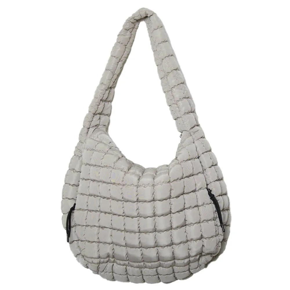 SAND OVERSIZED HOBO QUILTED TOTE